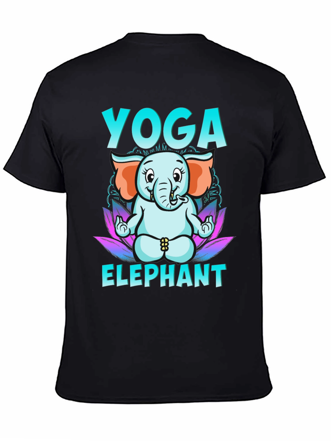Black Yoga Elephant Graphic Tee - Black view 4