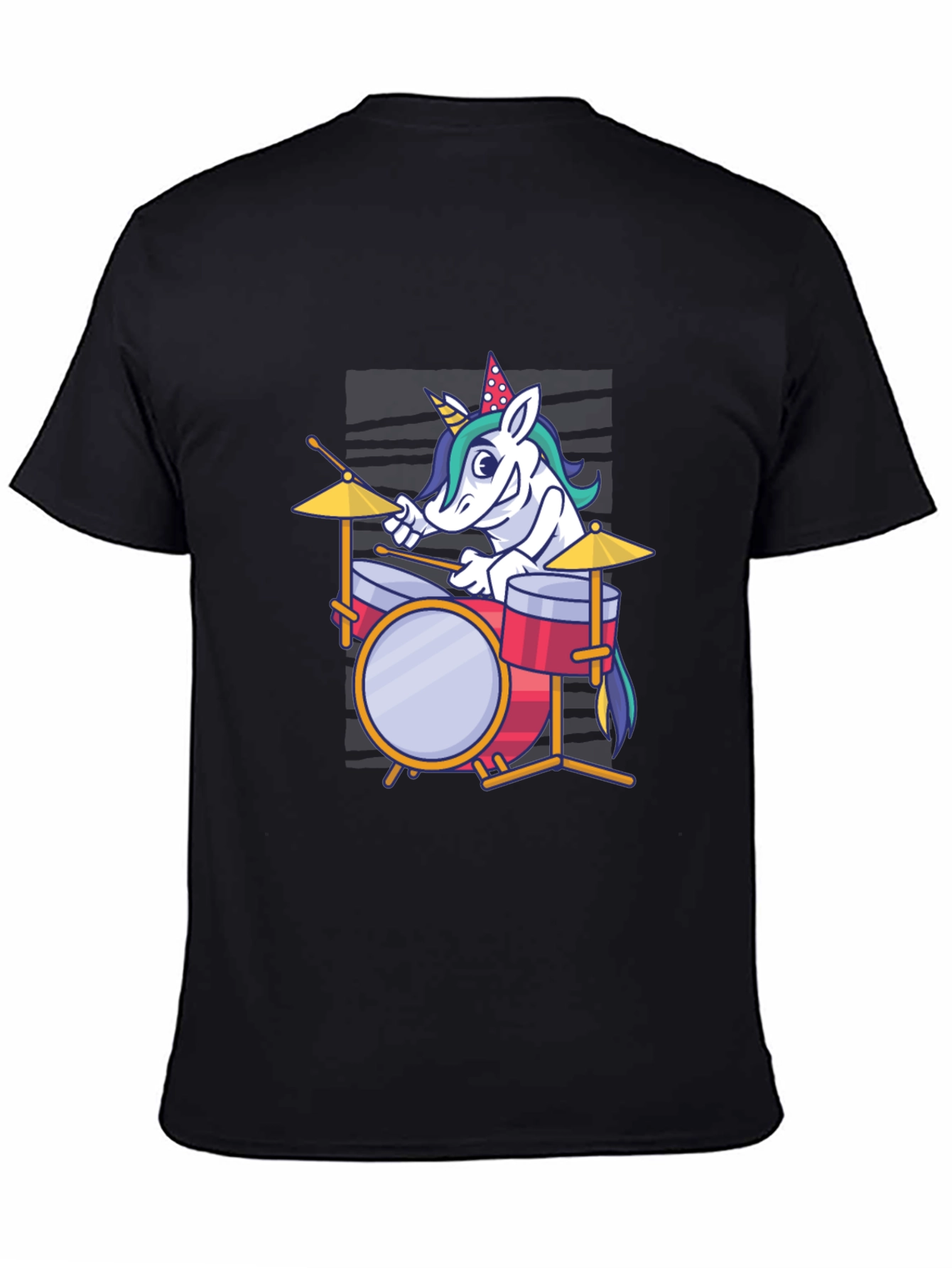 Black Unicorn Drummer Graphic Tee - Fun & Unique T-Shirt view 4