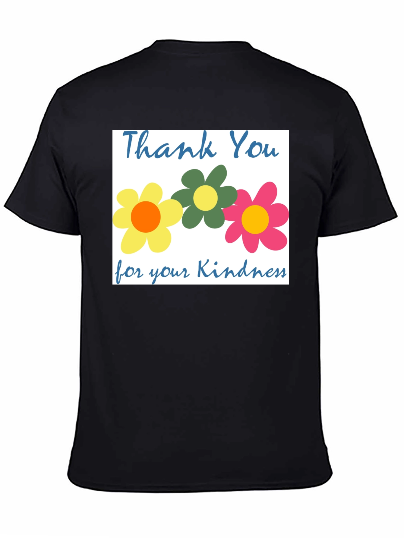 Black Thank You Flowers T-Shirt - Kindness Appreciation Tee view 4