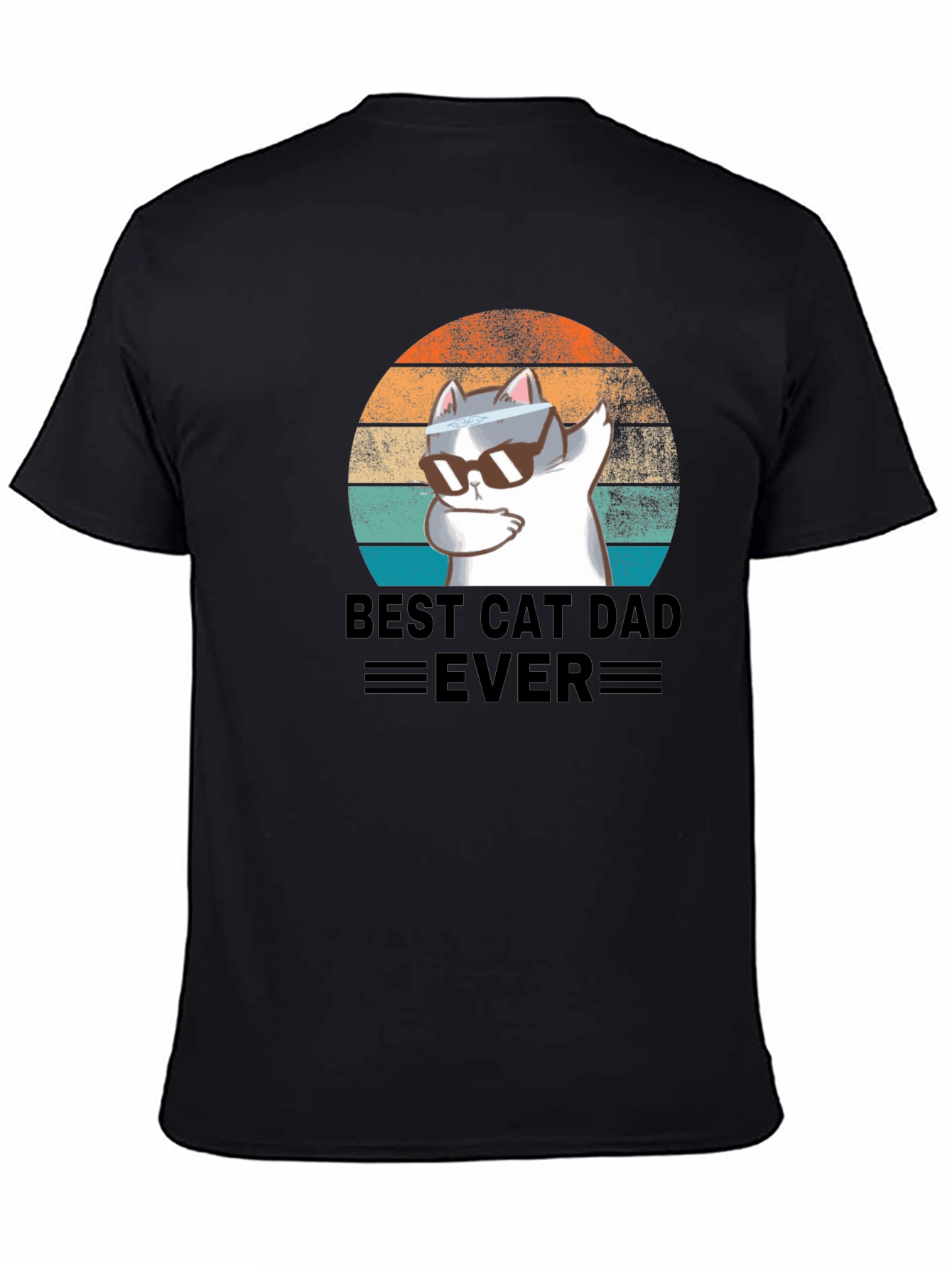 Black Best Cat Dad Ever T-Shirt view 4