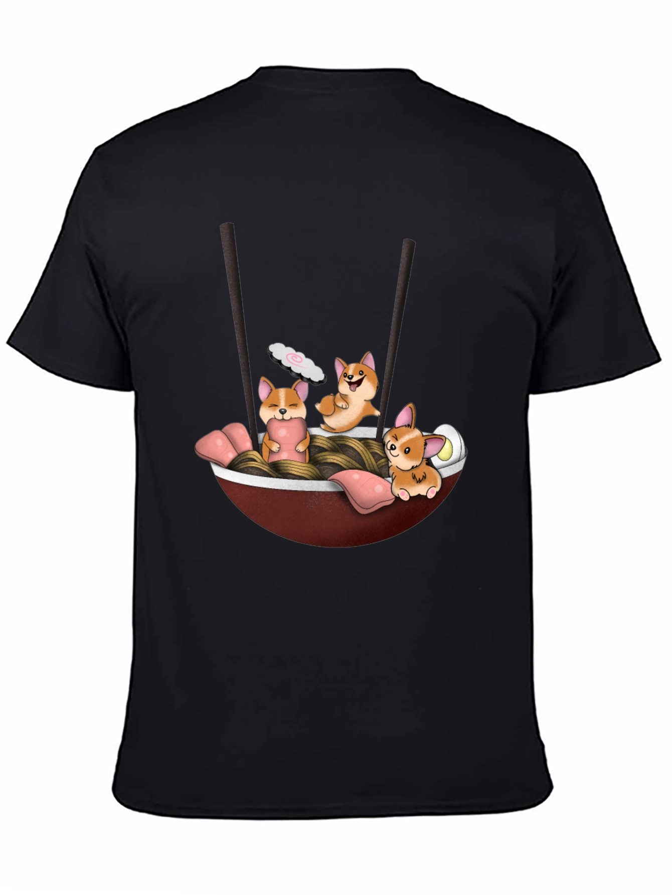 Black Corgi Ramen T-Shirt view 4