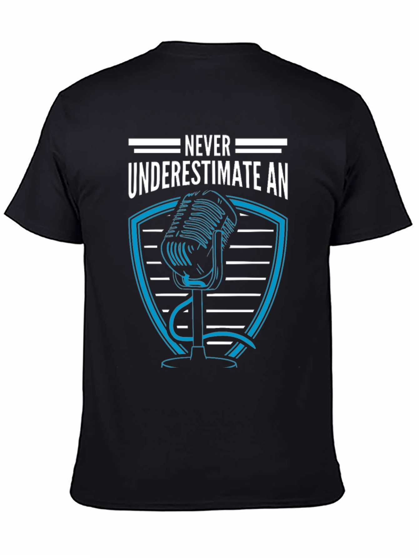 Black Never Underestimate T-Shirt - Microphone Graphic Tee view 4