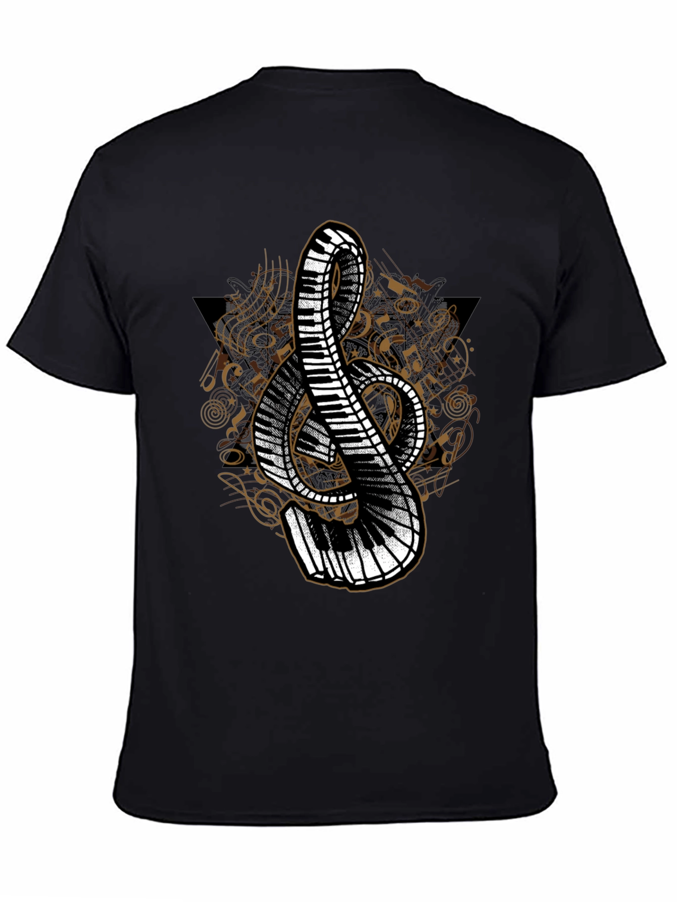 Black Musical Treble Clef Piano T-Shirt view 4