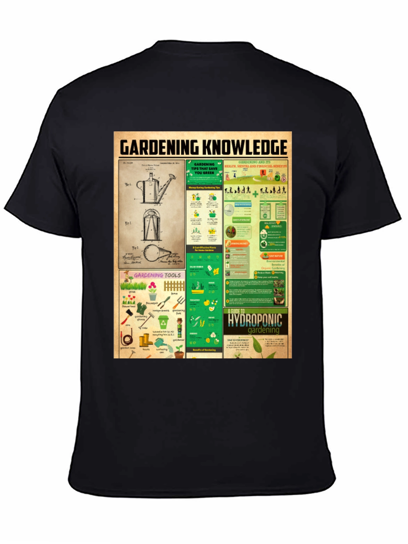 Black Gardening Knowledge T-Shirt view 4