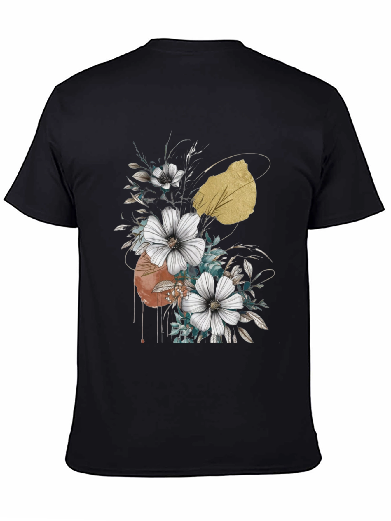 Black Floral Graphic Black T-Shirt view 4