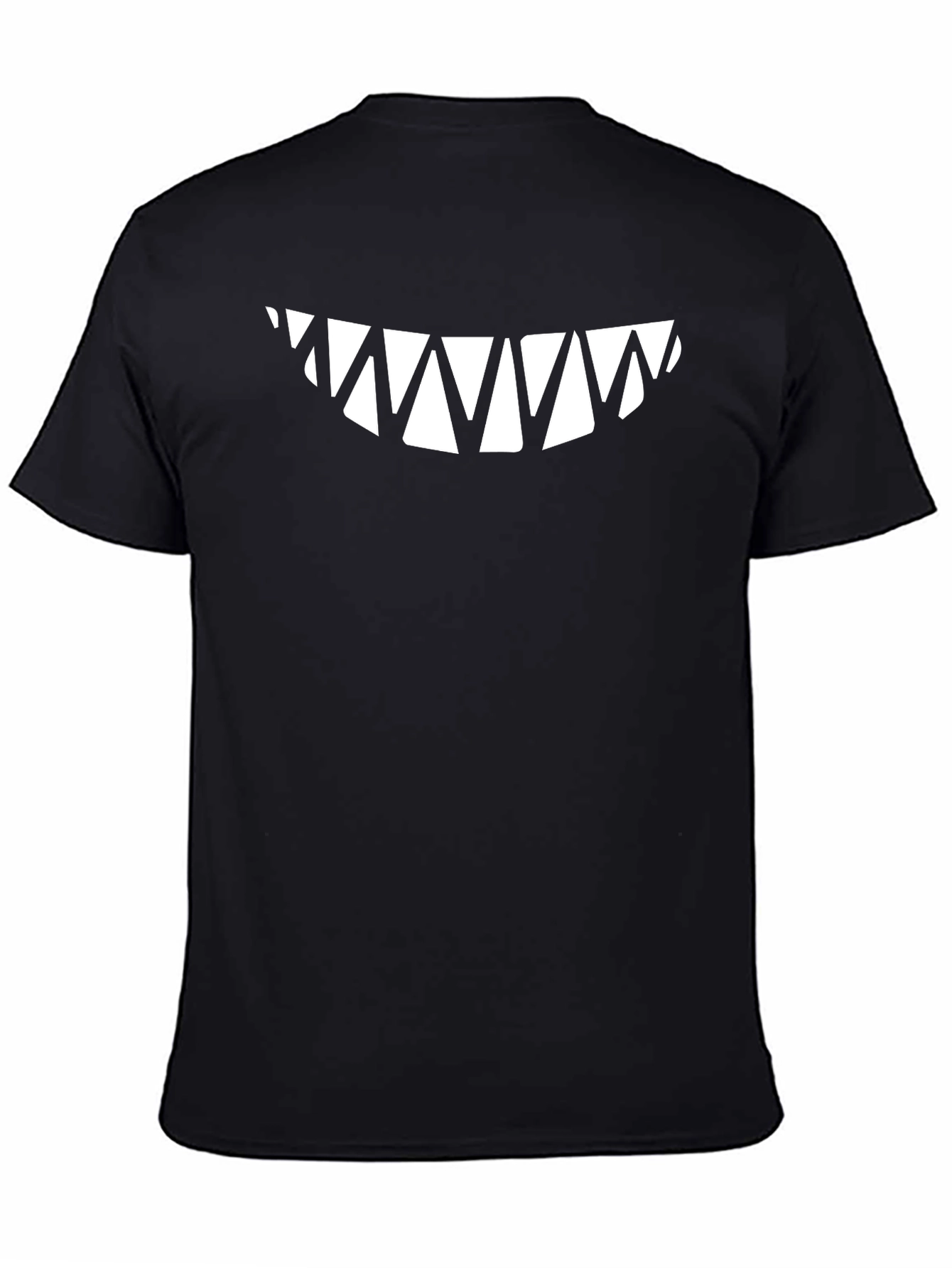Black Men's Black T-Shirt with Sharp Teeth Graphic view 4