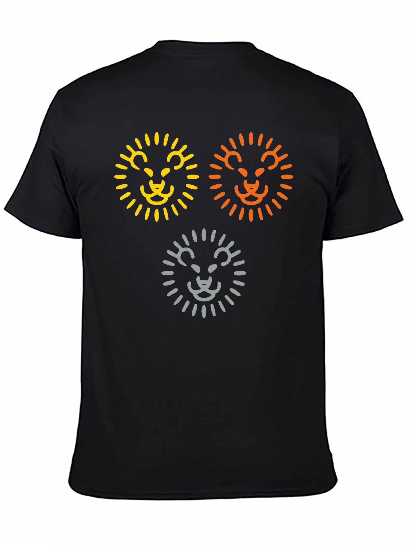 Black Lion Trio Graphic Tee - Black Cotton T-Shirt view 4