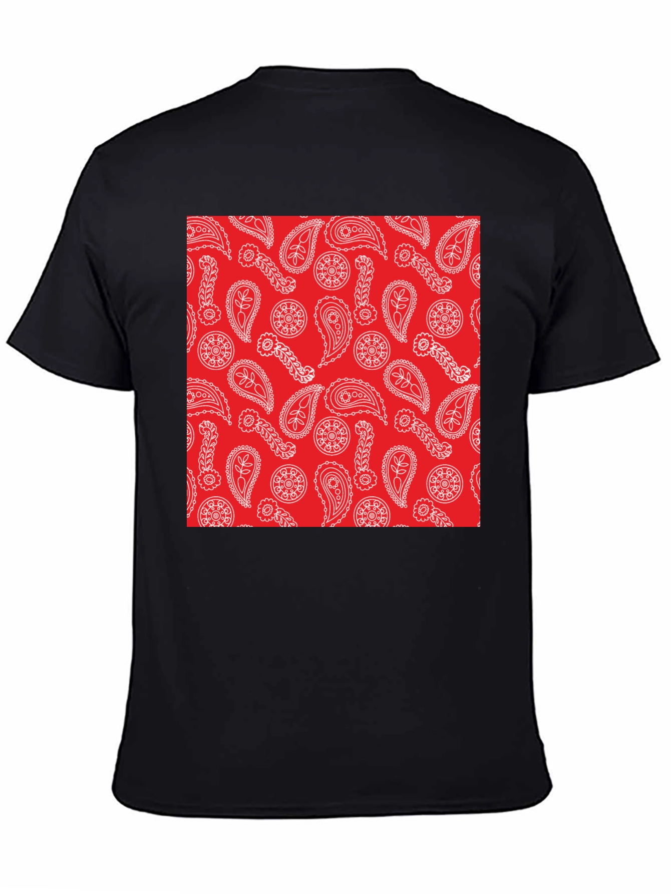 Black Red Paisley Print Black T-Shirt | Casual Style view 4