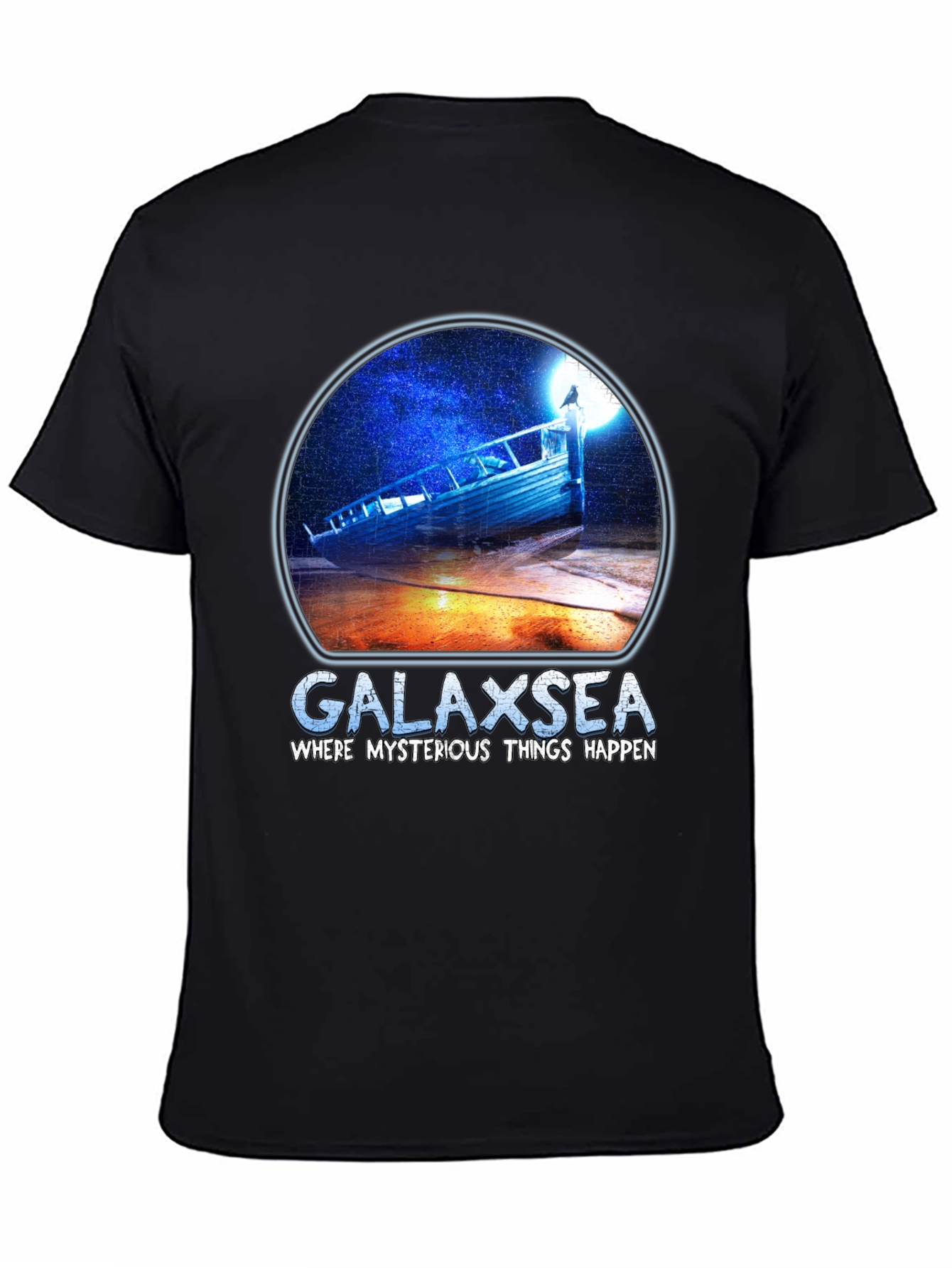 Black Galaxsea Graphic T-Shirt - Mysterious Design view 4