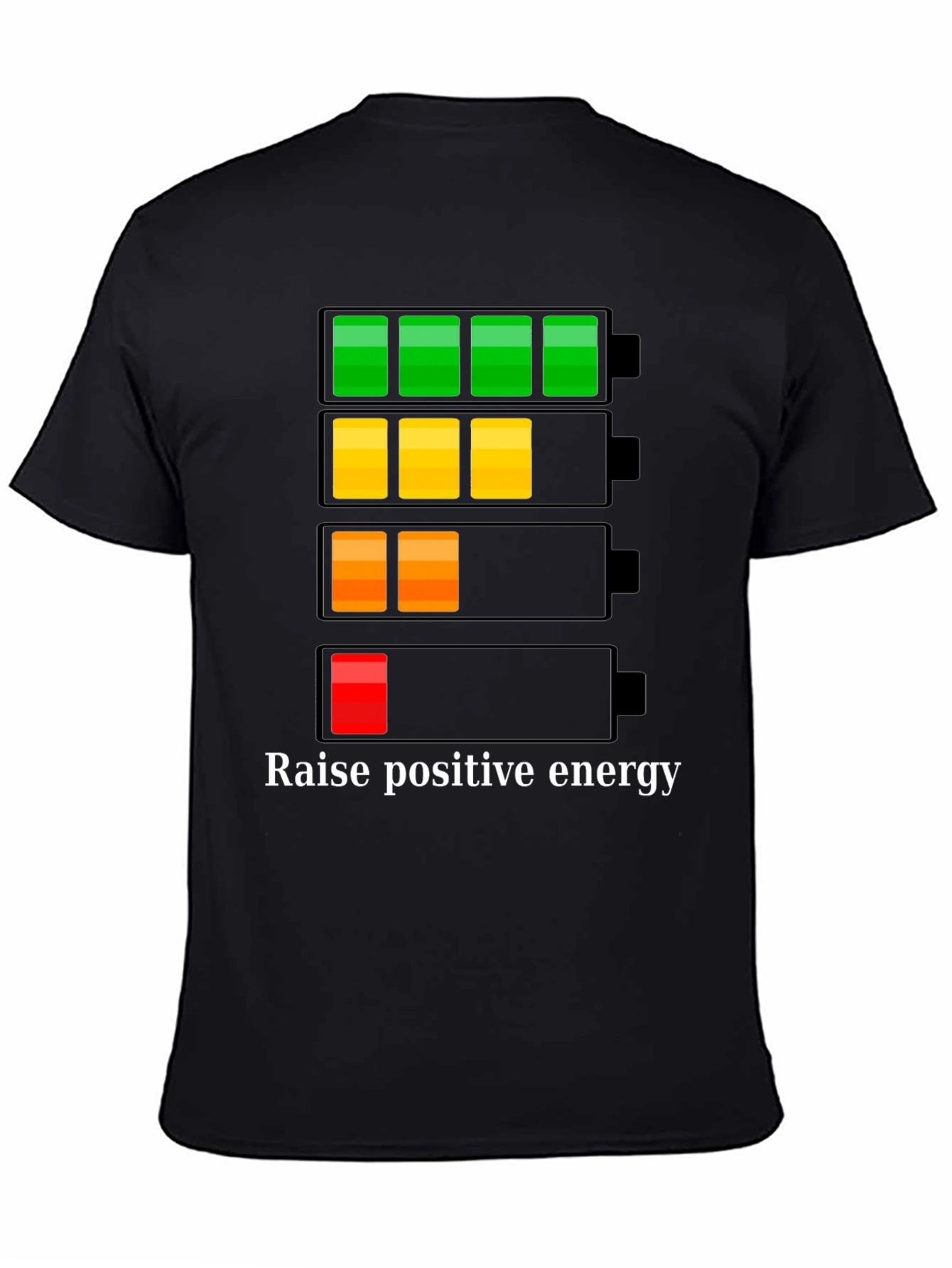 Black Raise Positive Energy T-Shirt - Battery Level Graphic view 4