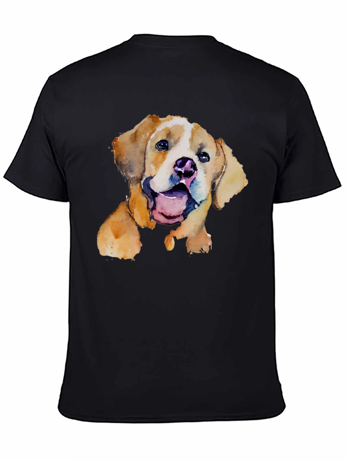 Black Watercolor Puppy Graphic T-Shirt - Cute Dog Tee view 4