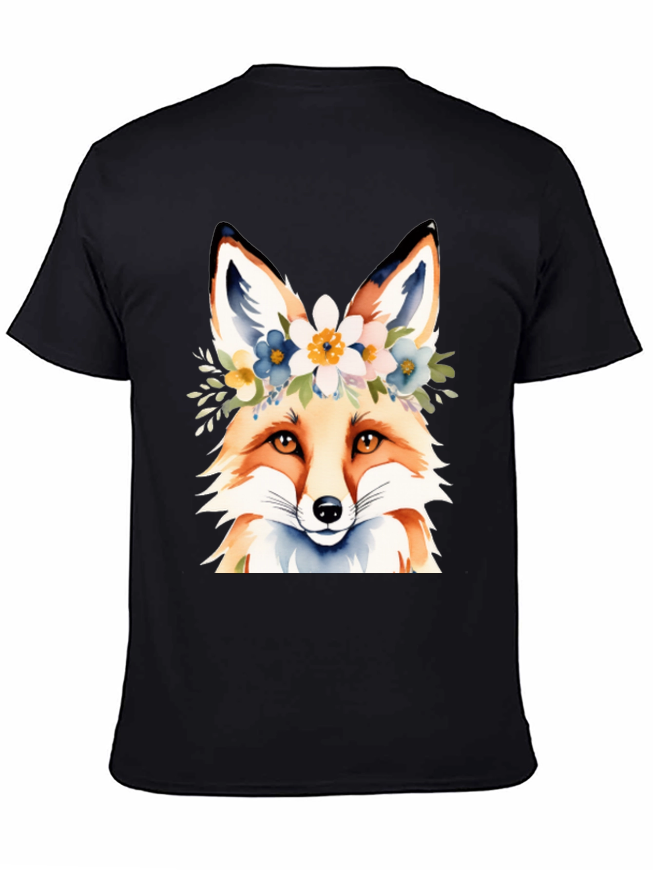 Black Floral Fox Tee - Stylish Graphic T-Shirt view 4