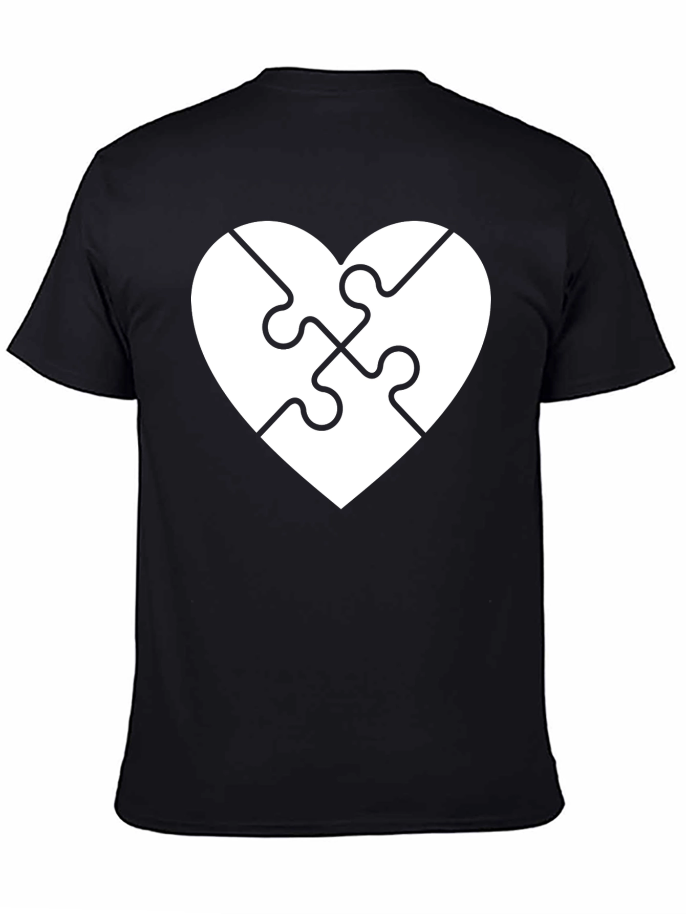 Black Heart Puzzle Piece Graphic Tee - Black Cotton view 4