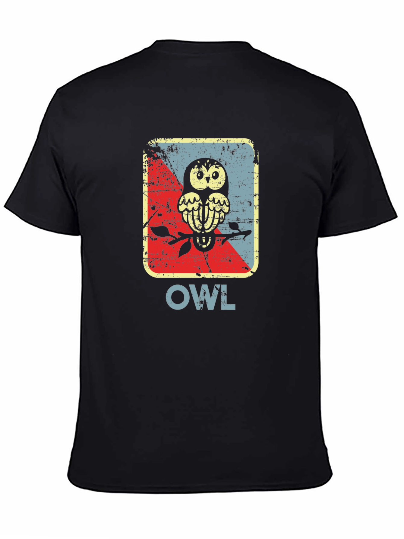 Black Vintage Owl Graphic Tee - Unique Bird Design view 4