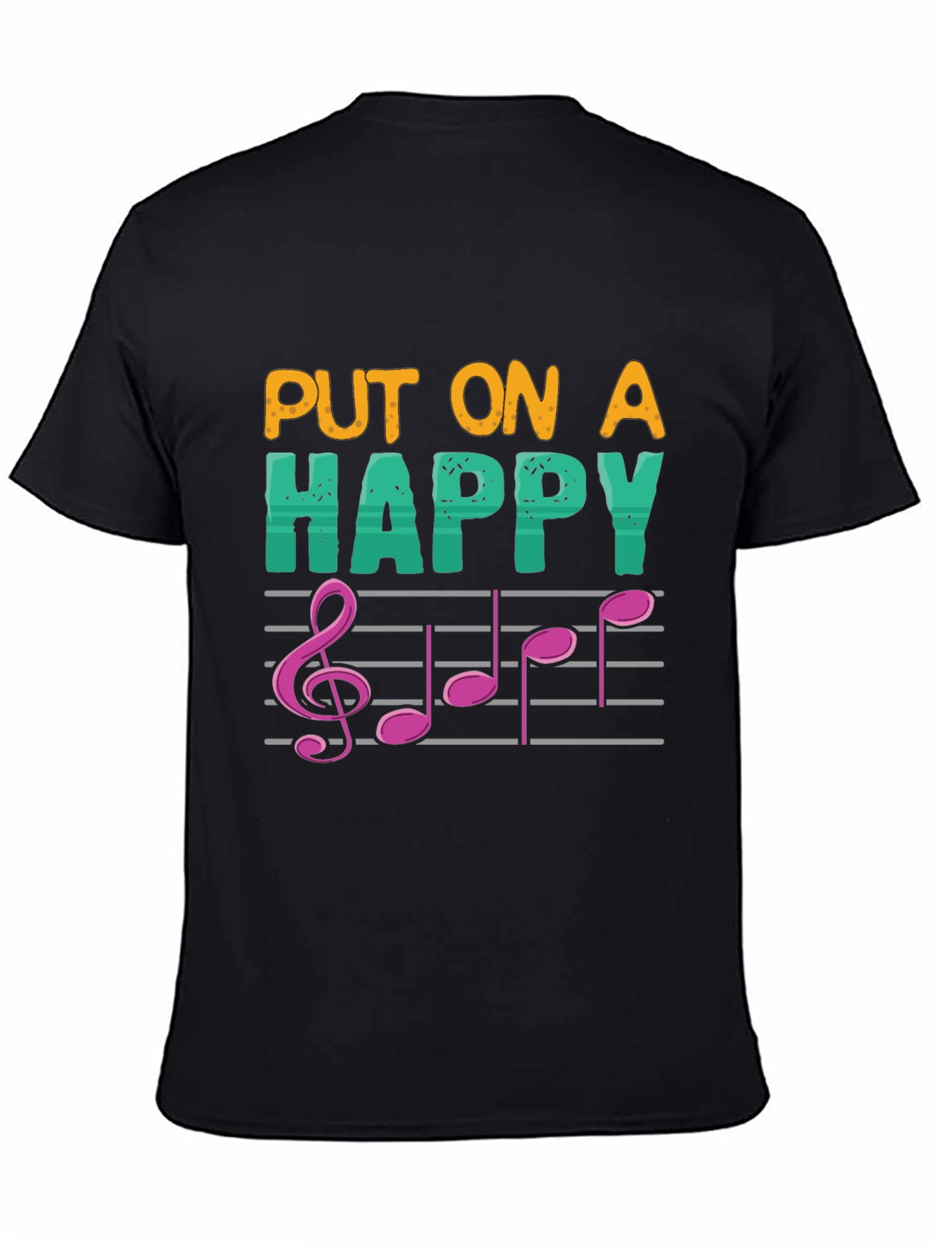 Black Happy Music Note Graphic Tee view 4