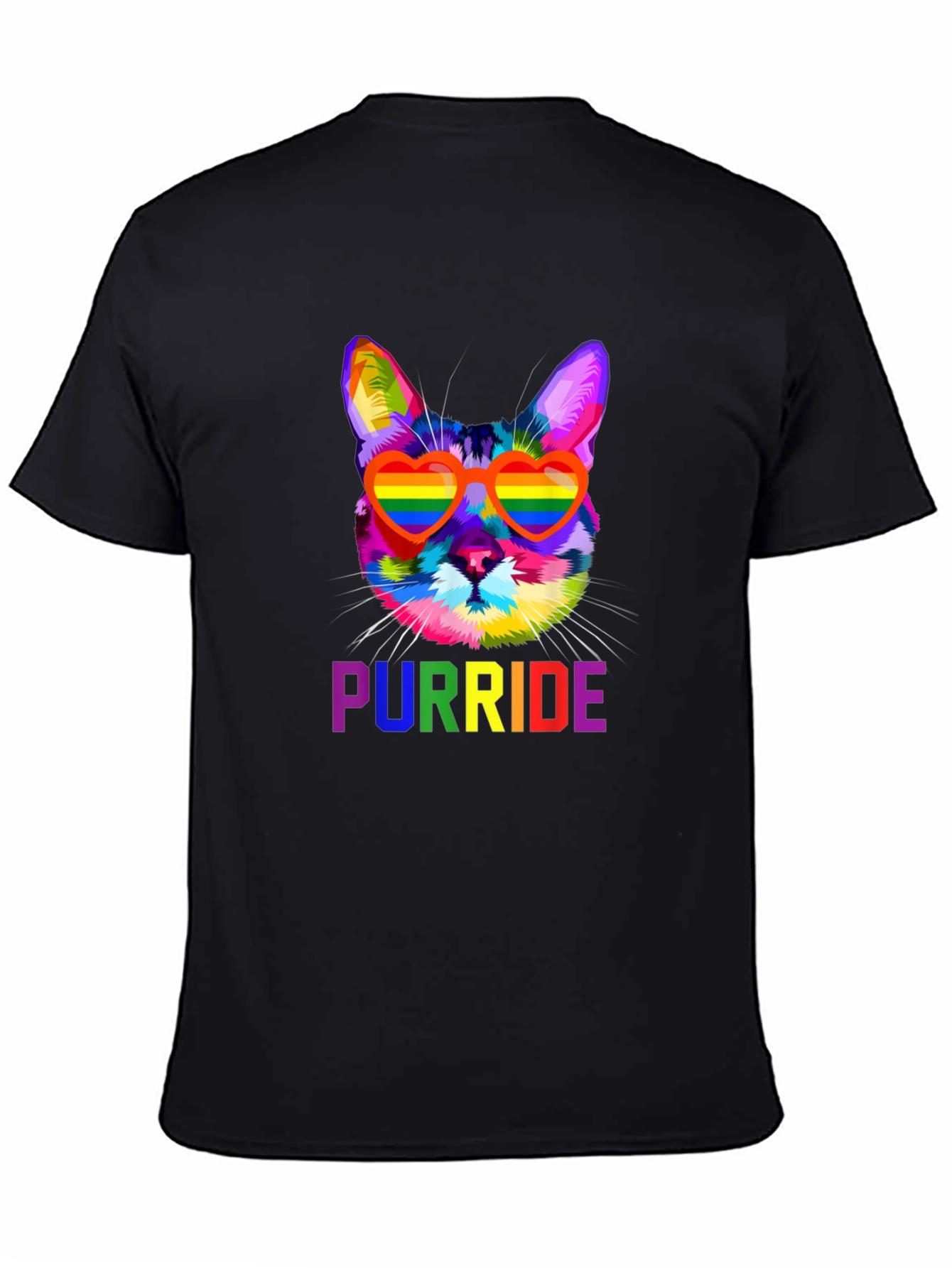 Black Rainbow Purride Cat T-Shirt view 4