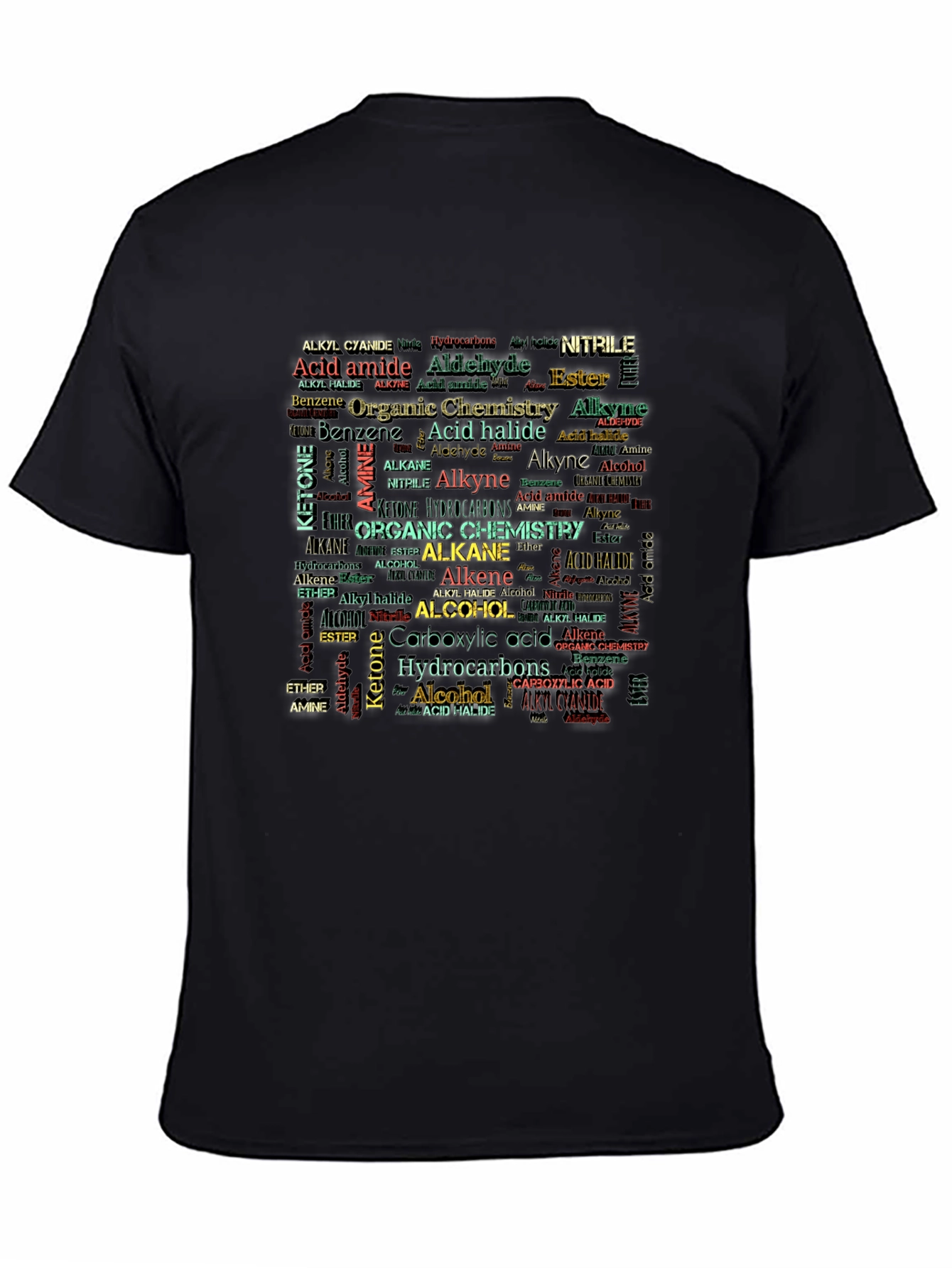 Black Organic Chemistry Word Cloud T-Shirt view 4