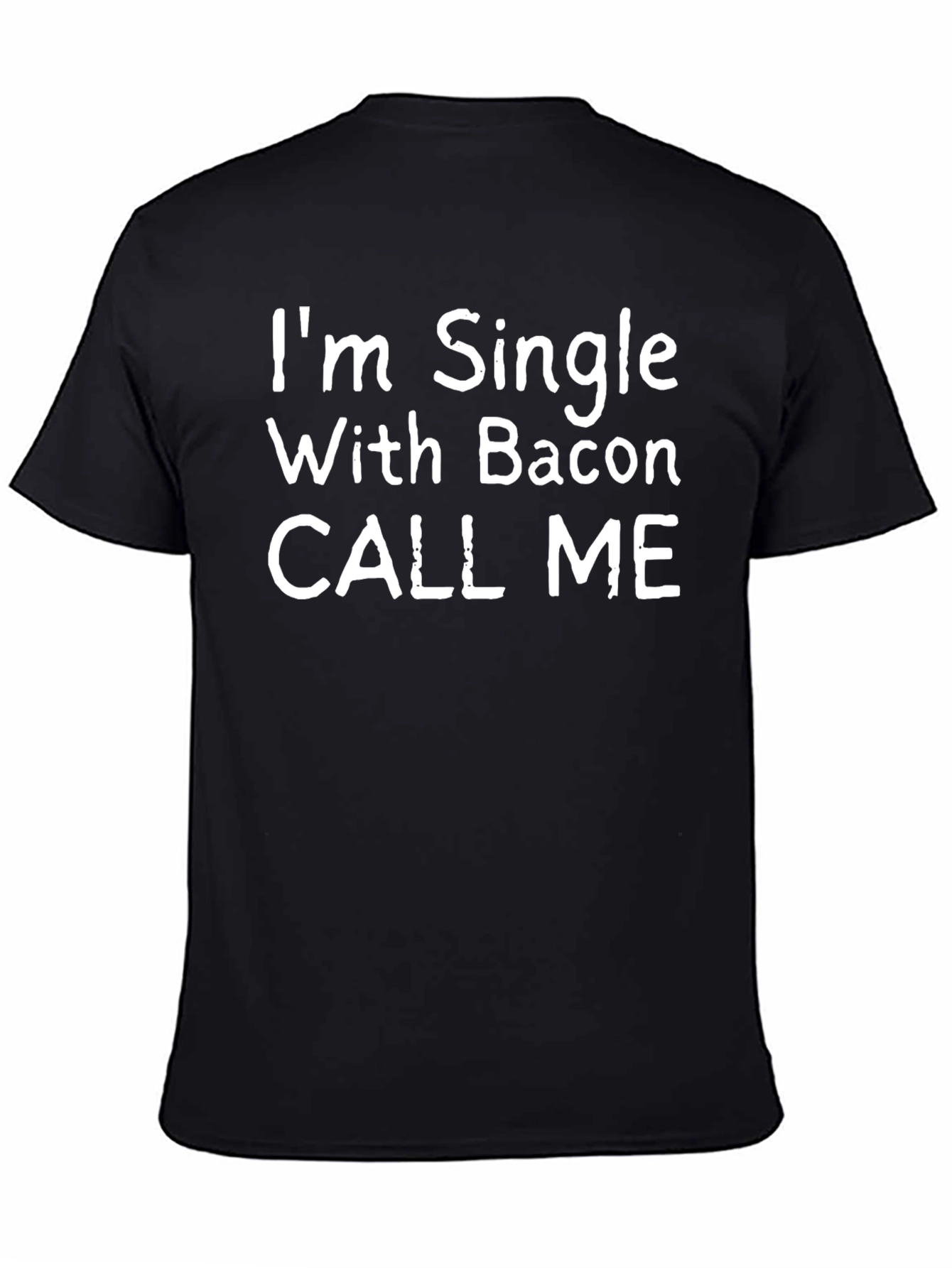 Black Funny Single With Bacon T-Shirt view 4