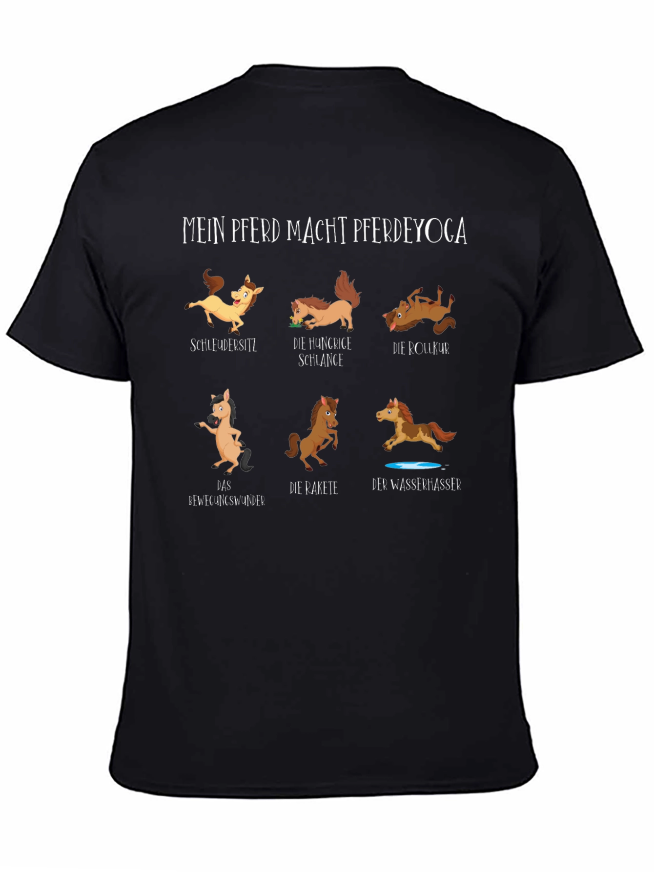 Black Horse Yoga T-Shirt - Funny Equestrian Tee view 4