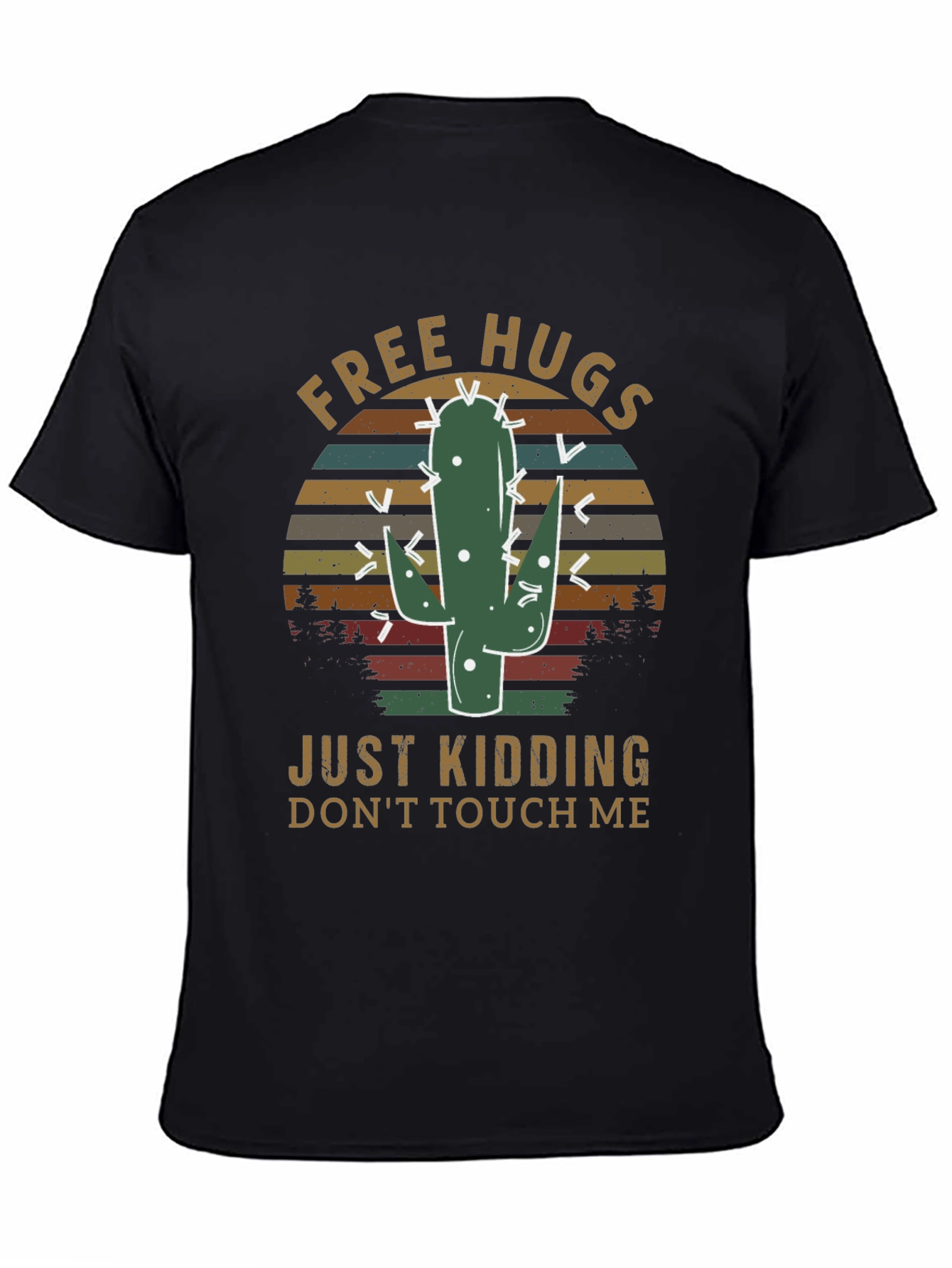 Black Free Hugs Cactus T-Shirt view 4