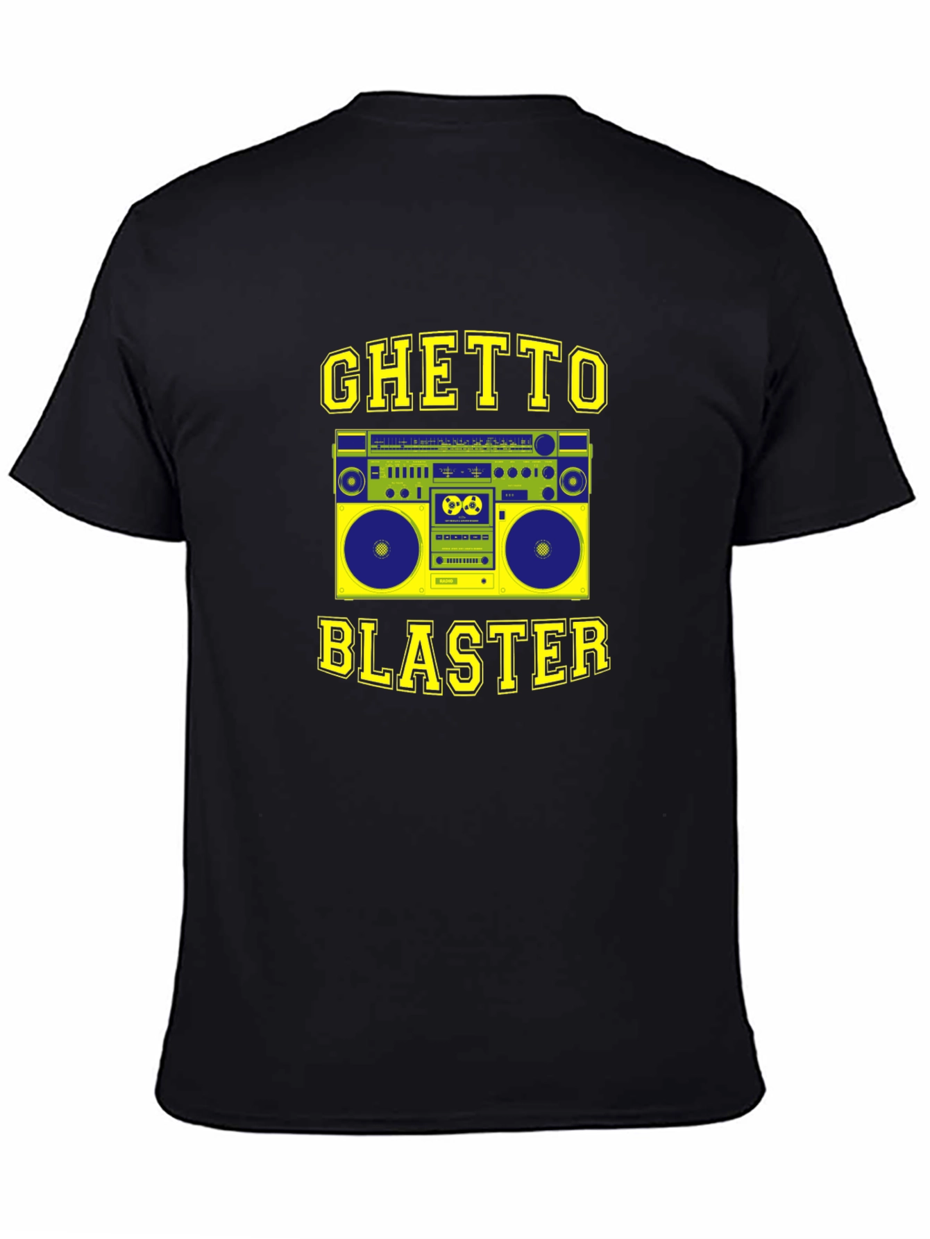 Black Ghetto Blaster Graphic Tee - Retro Boombox Design view 4