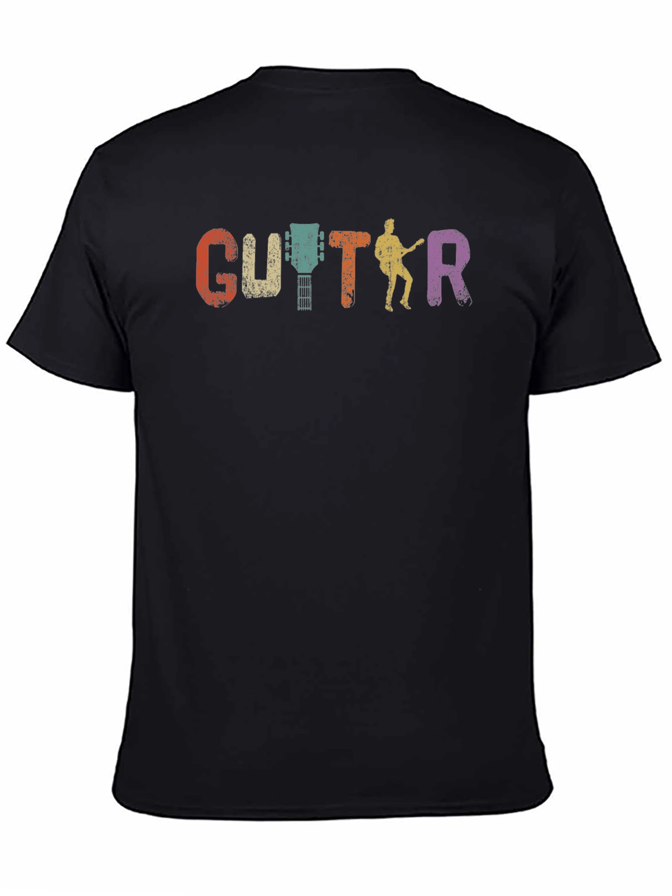 Black Retro Guitar Graphic T-Shirt - Musician Tee view 4