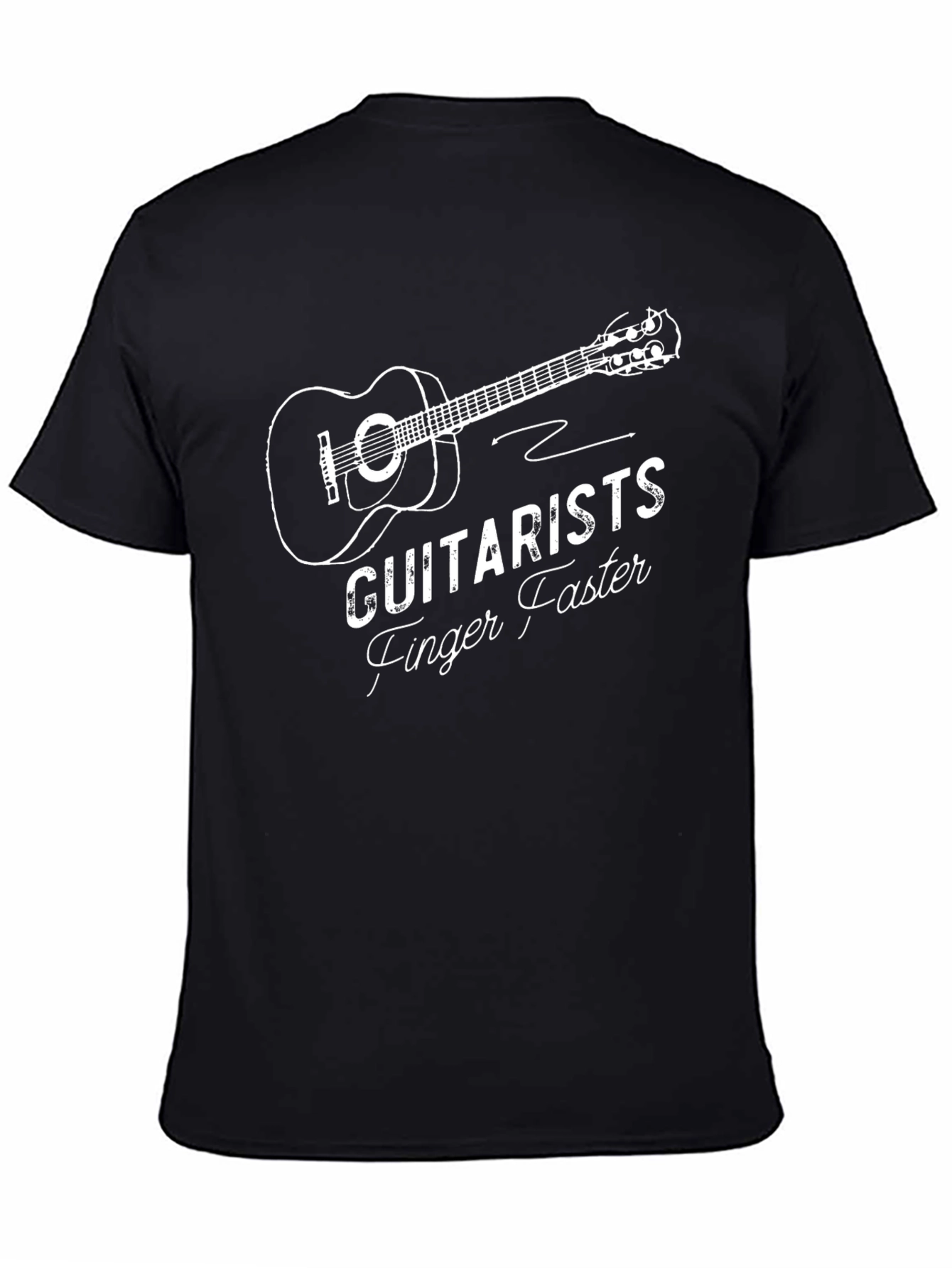 Black Guitarists Finger Faster Black Graphic Tee view 4