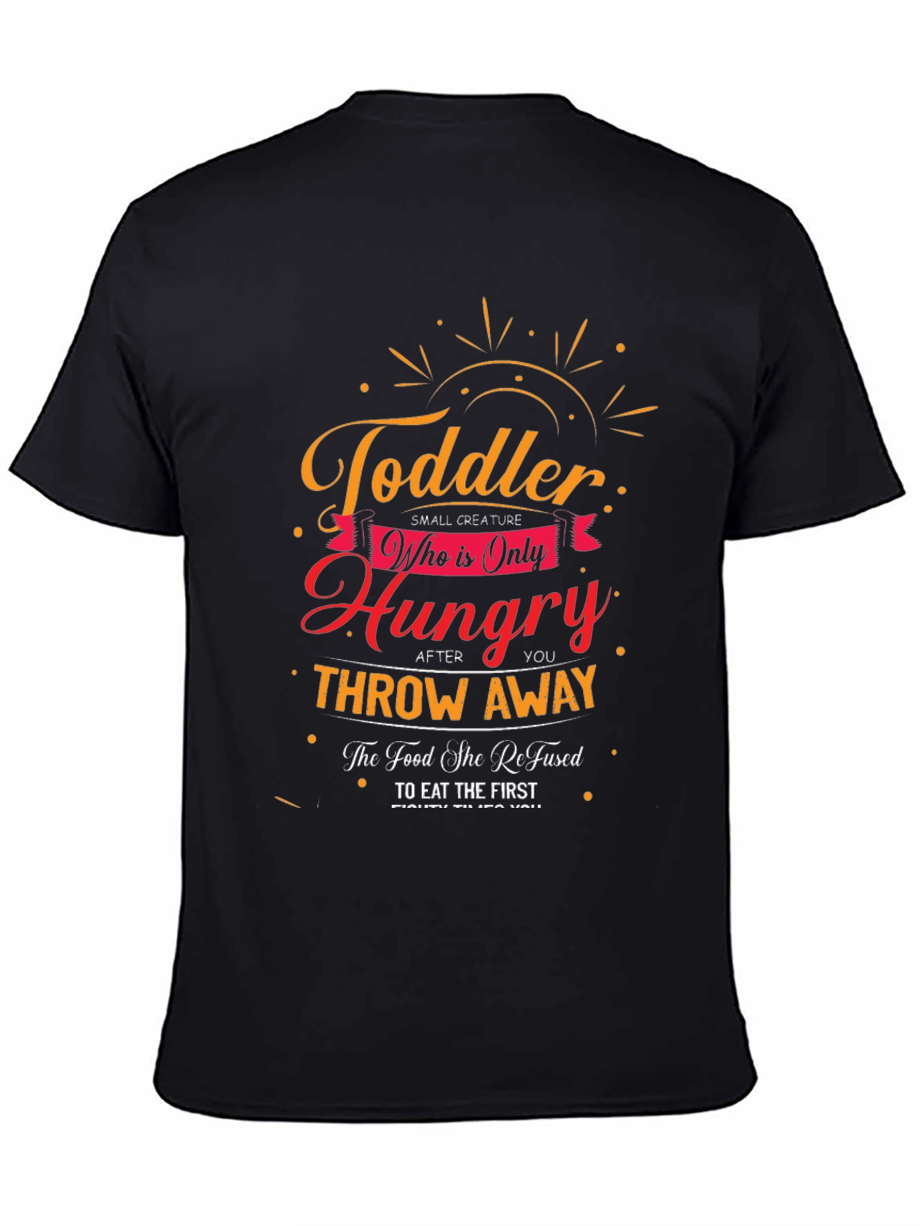 Black Toddler Hungry Funny T-Shirt view 4