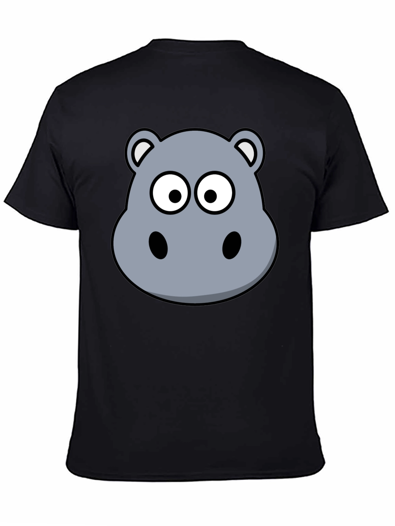 Black Hippo Cartoon Graphic Black T-Shirt view 4