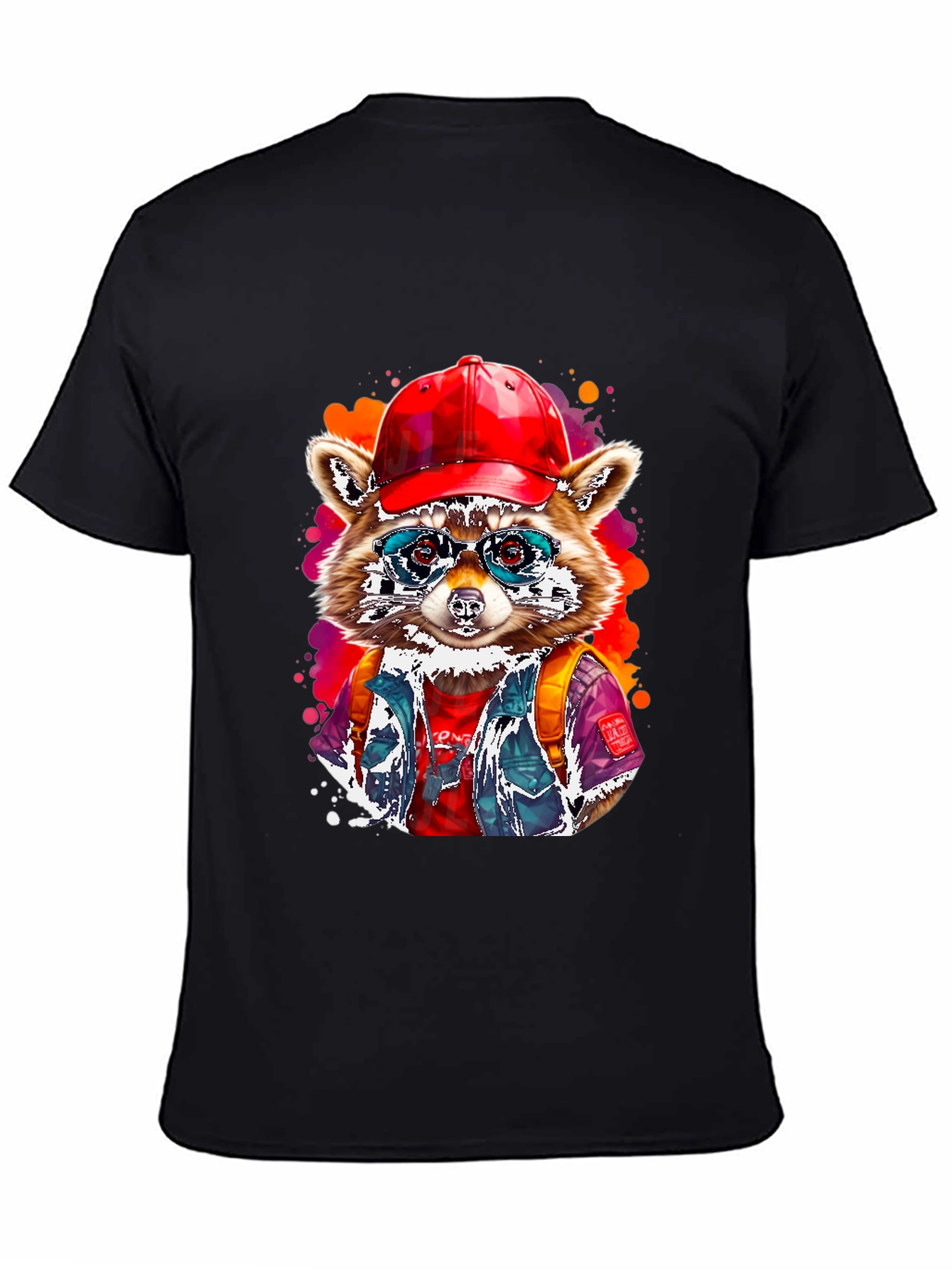 Black Cool Raccoon T-Shirt view 4