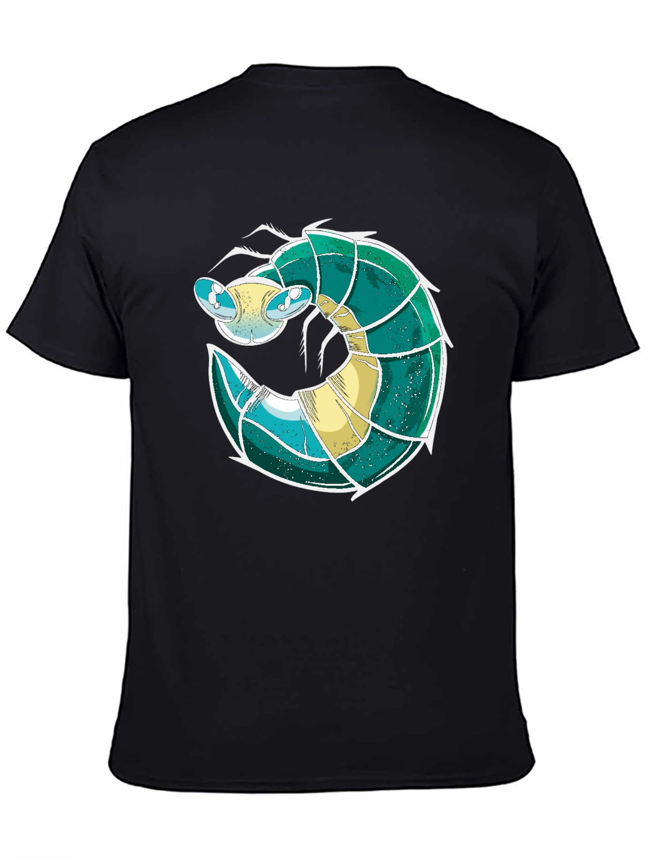 Black Cool Shrimp Design Black T-Shirt view 4