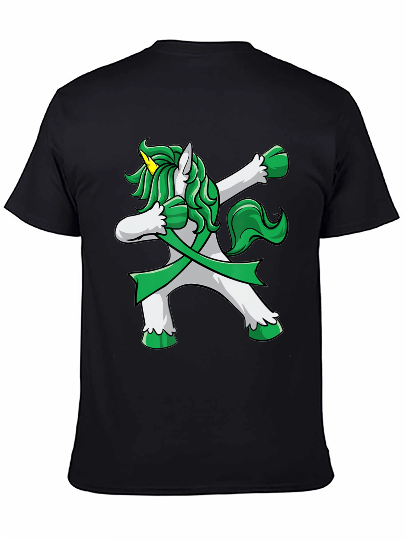 Black Dabbing Unicorn T-Shirt - St. Patrick's Day Style view 4