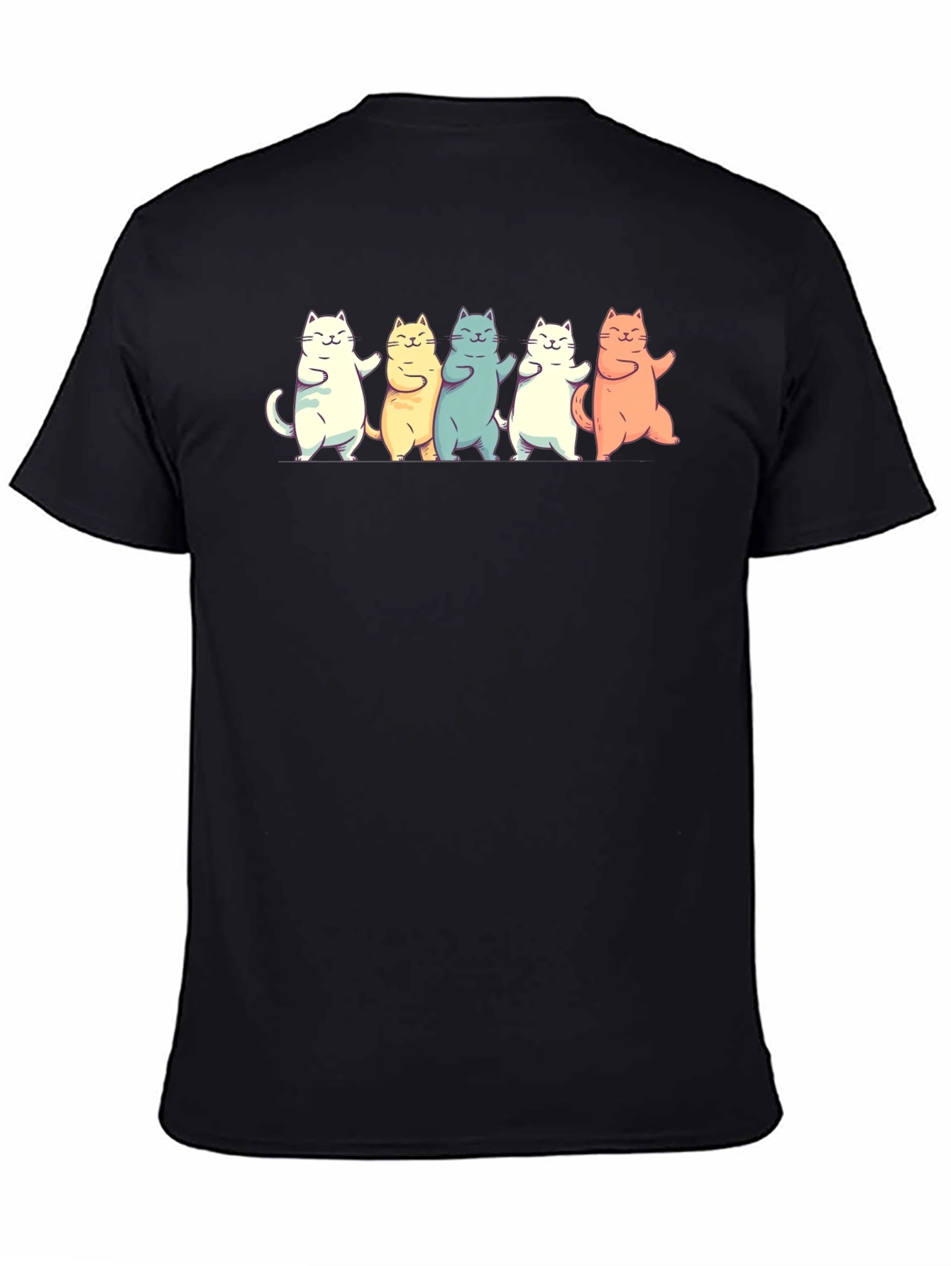 Black Dancing Cats Graphic T-Shirt - Black view 4