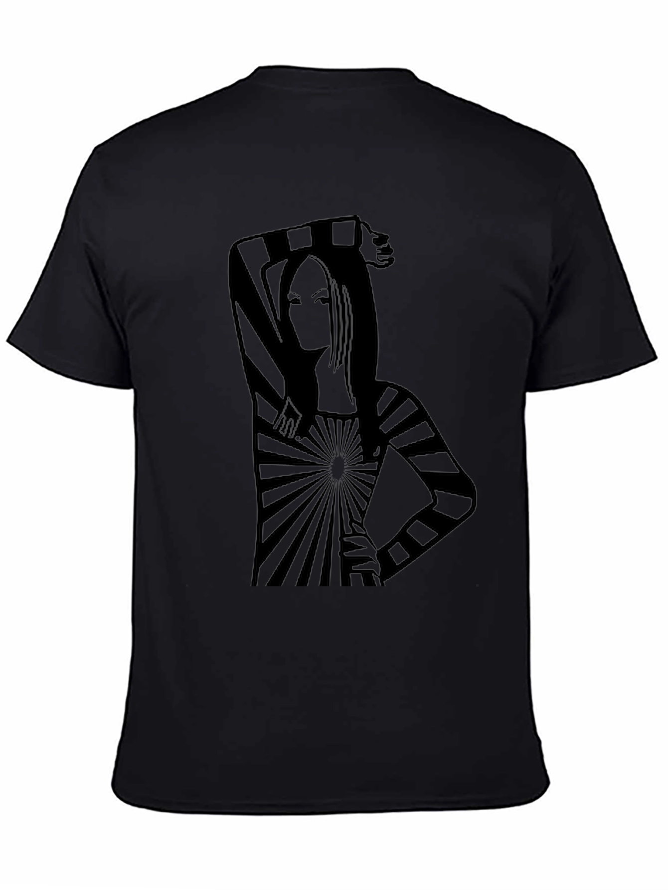 Black Stripped Design T-Shirt view 4