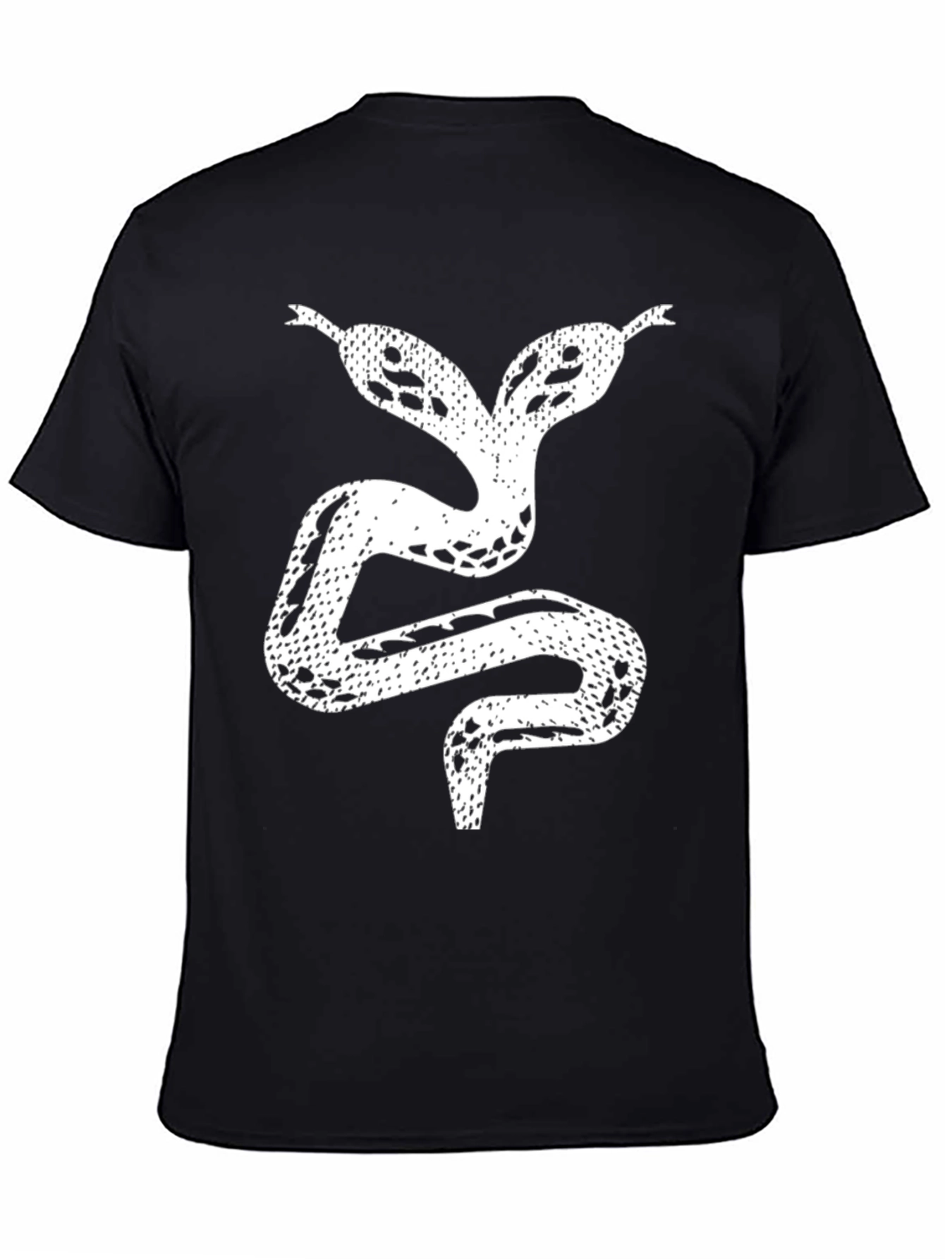 Black Two-Headed Snake Graphic Tee - Black Cotton T-Shirt view 4