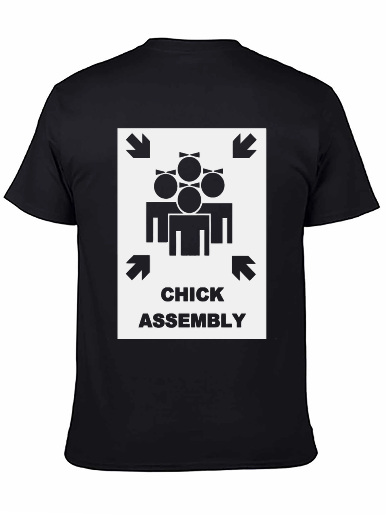 Black Chick Assembly Funny Graphic T-Shirt view 4
