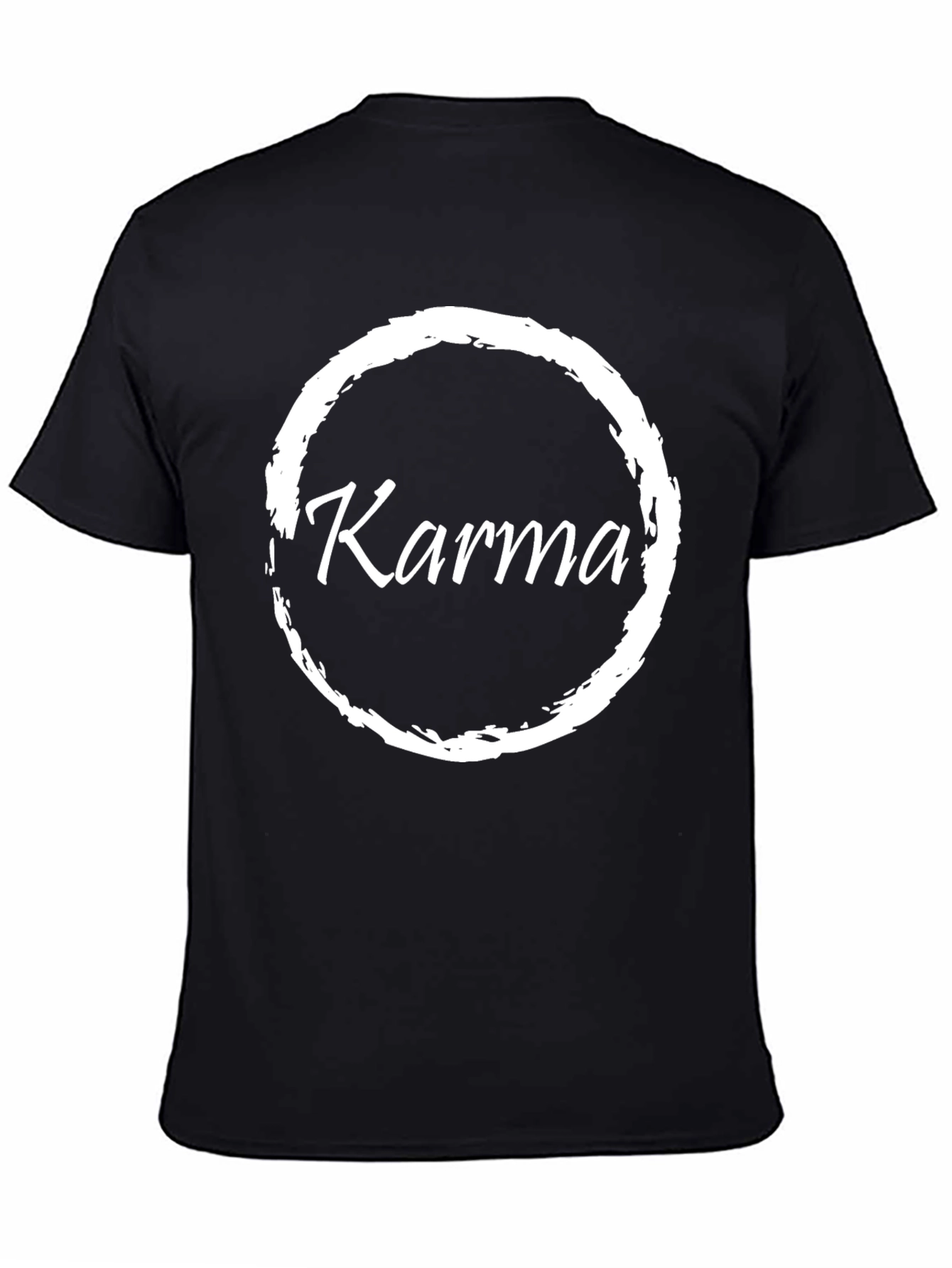 Black Karma Circle Tee - Casual Black Cotton T-Shirt view 4