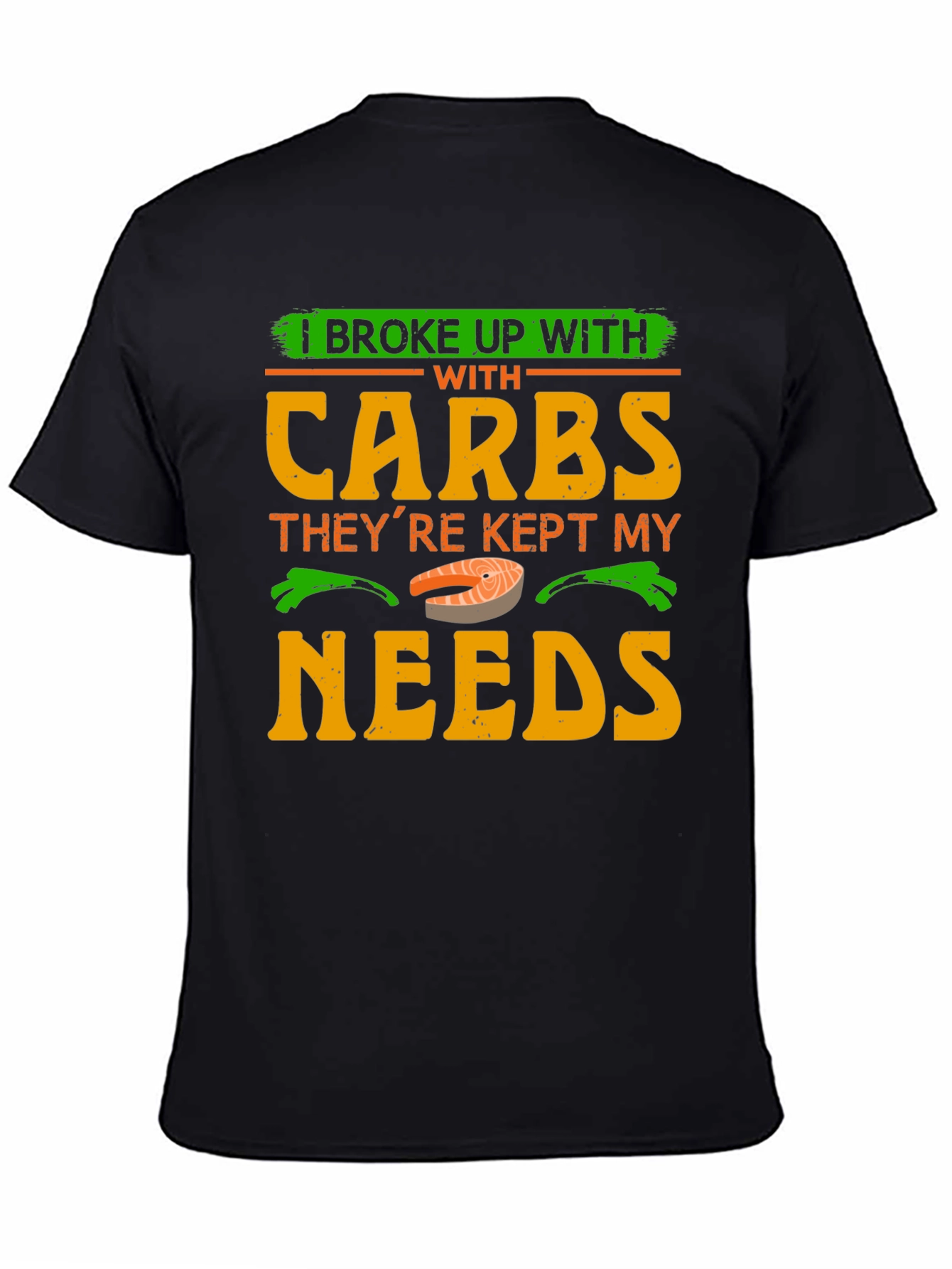 Black I Broke Up With Carbs T-Shirt Funny Keto Diet Tee view 4