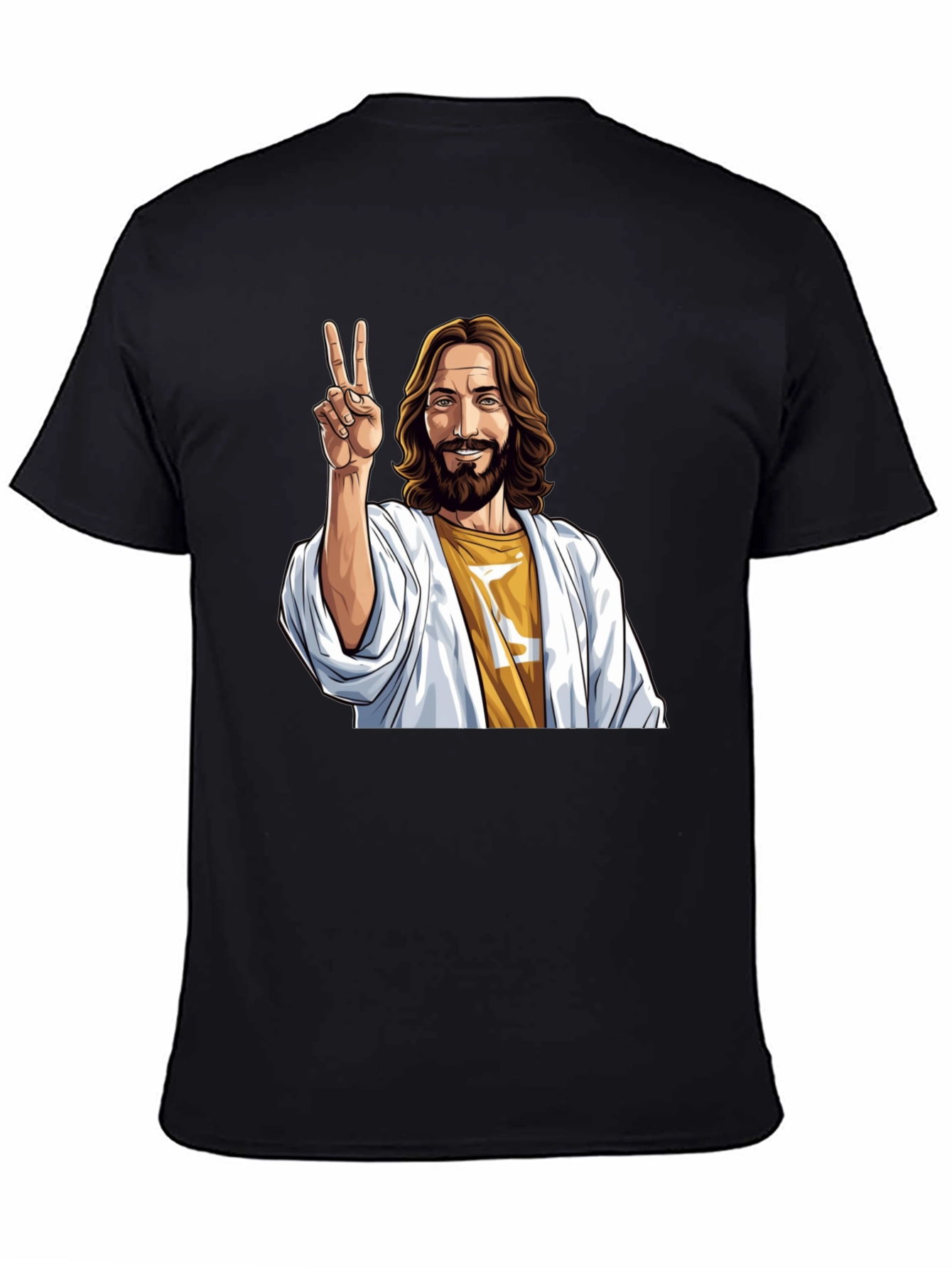 Black Peace Jesus Graphic Tee - Black Cotton Blend view 4