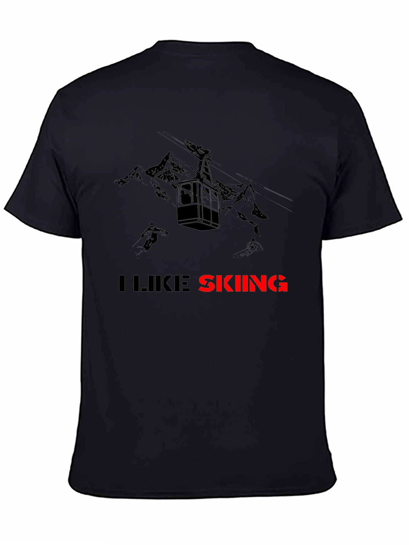 Black I Like Skiing Black T-Shirt view 4