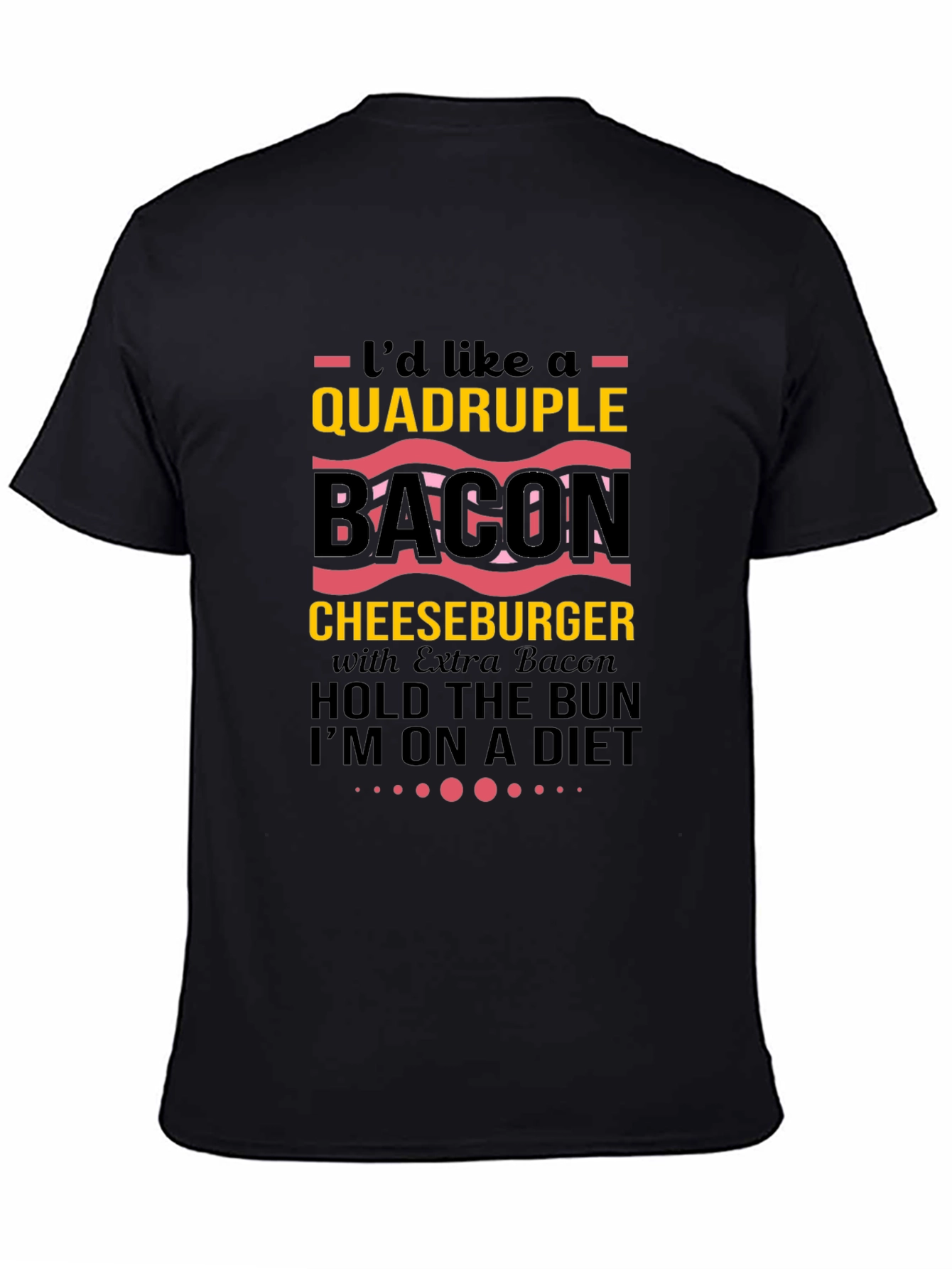 Black Quadruple Bacon Cheeseburger T-Shirt view 4