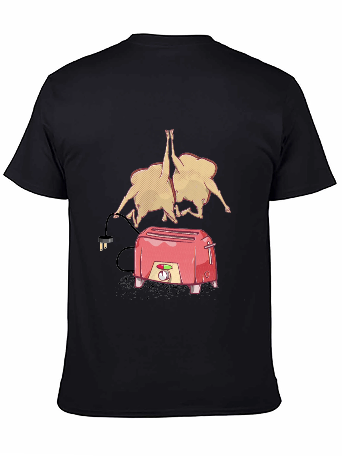 Black Funny Toaster & Toast T-Shirt - Black Cotton Tee view 4