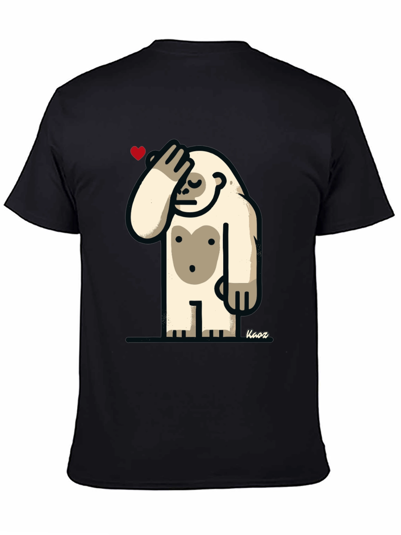Black Funny Yeti Heart T-Shirt view 4