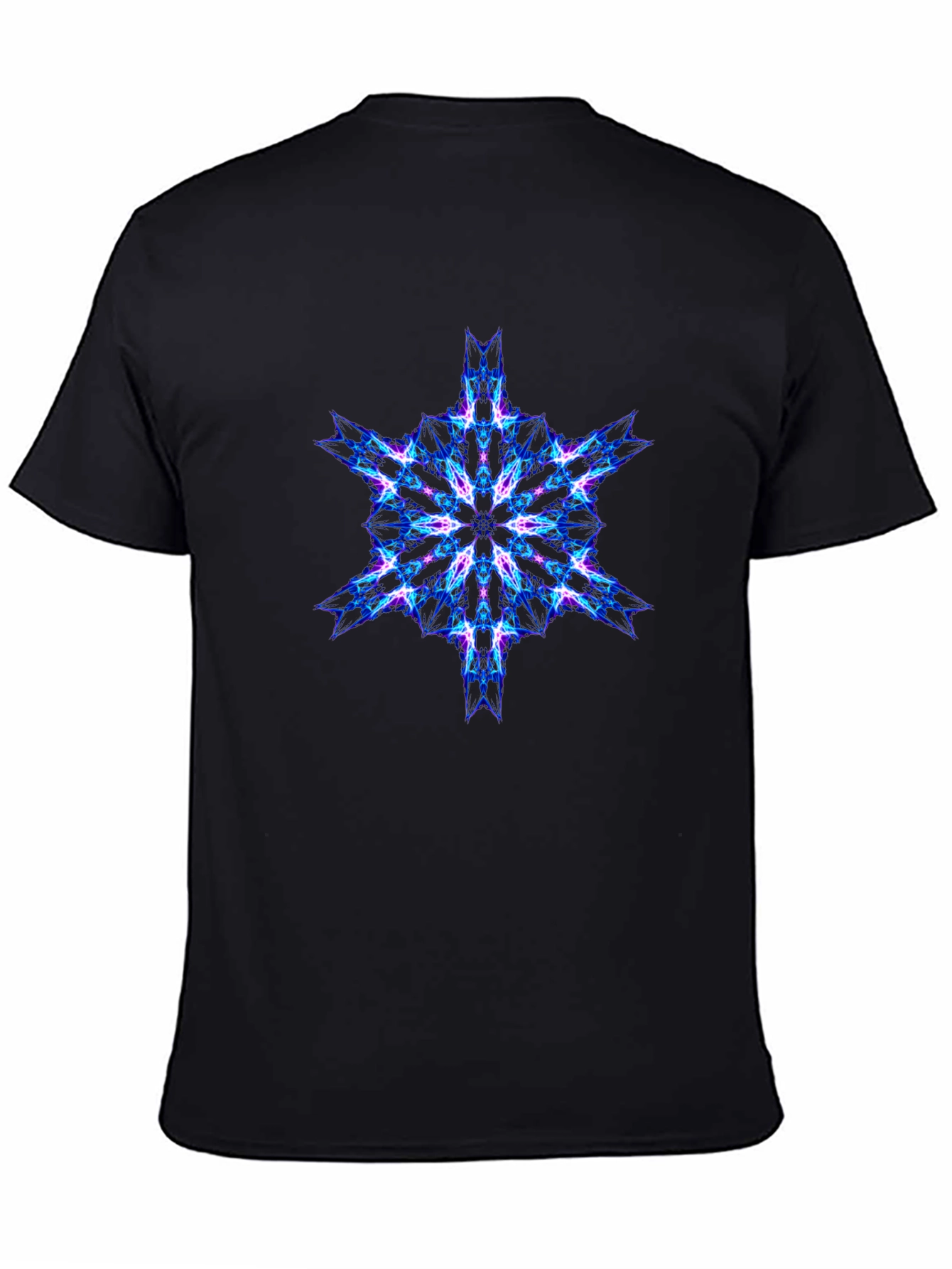 Black Geometric Fractal Tee - Cyberpunk Style view 4