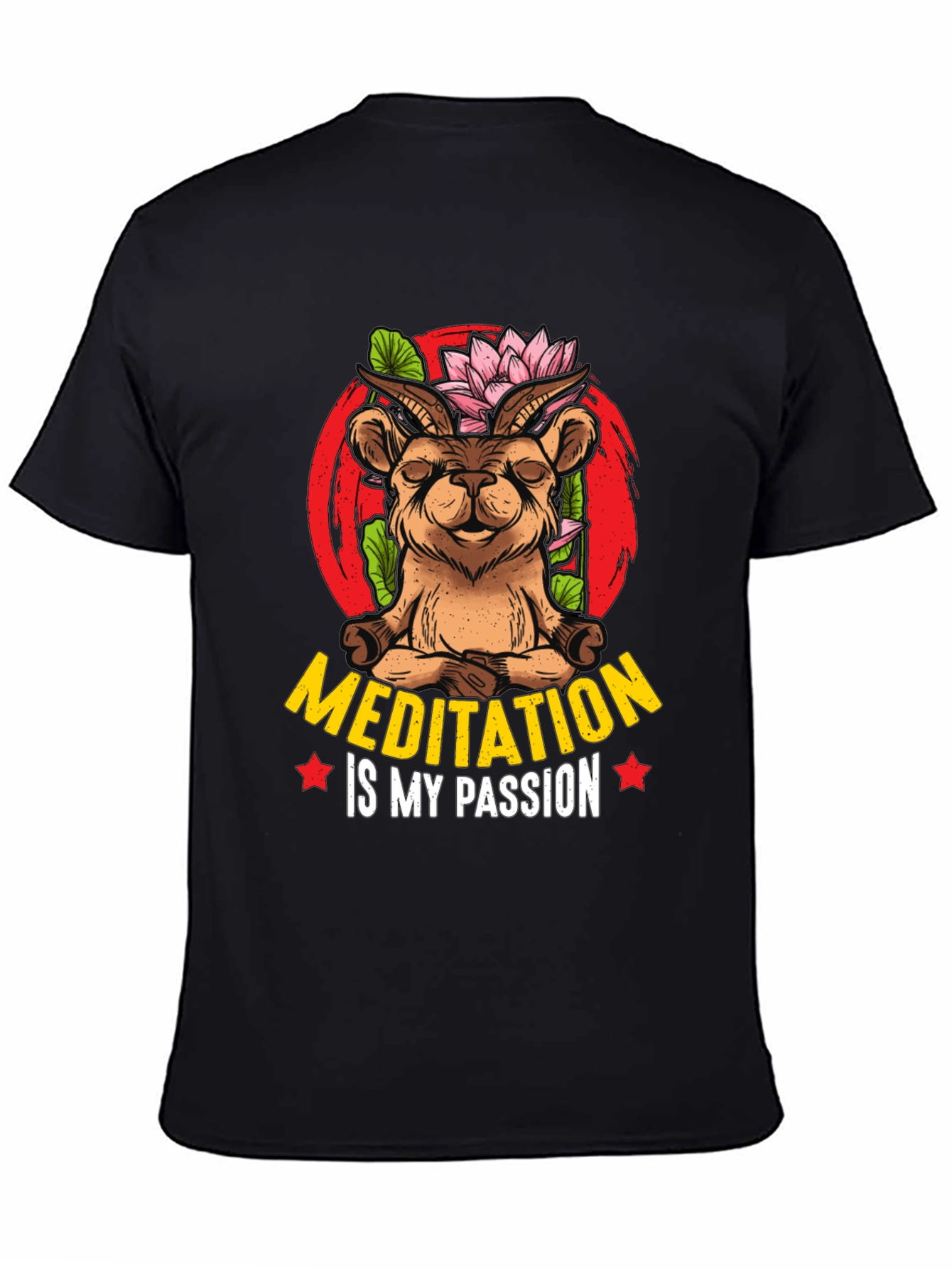 Black Meditation Goat T-Shirt - Unisex Design view 4