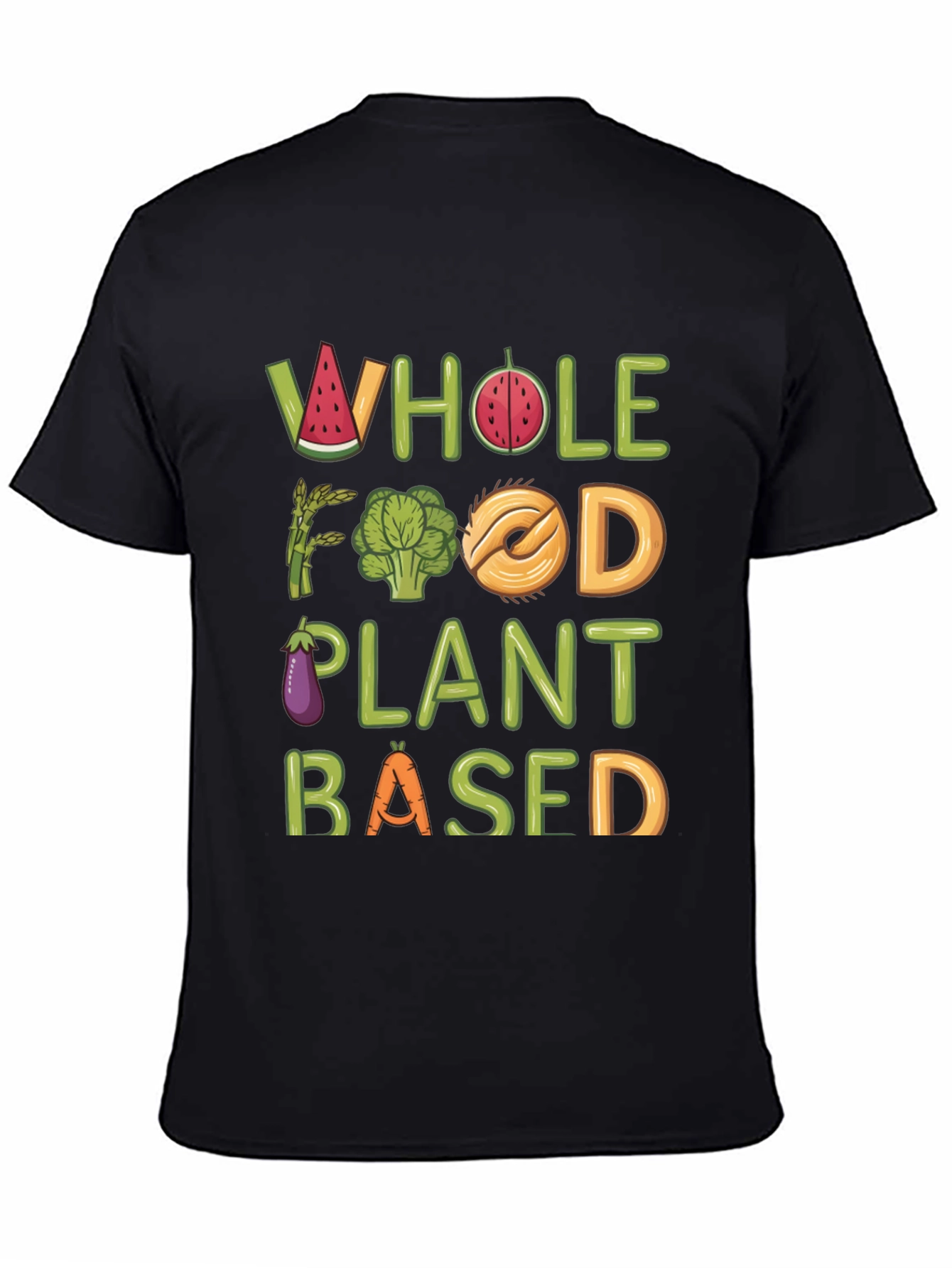 Black Whole Food Plant Based T-Shirt - Vegan Tee view 4