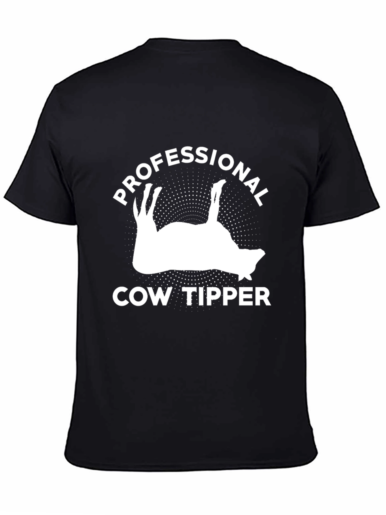 Professional Cow Tipper Black Graphic T-Shirt - 4