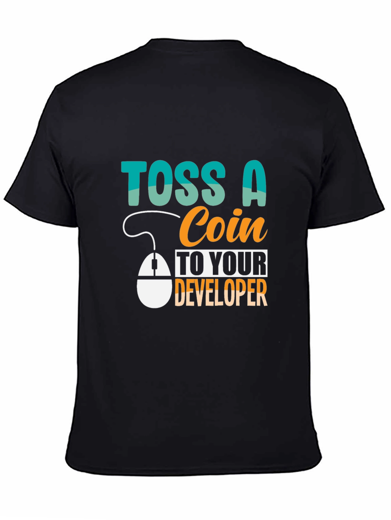 Black Toss a Coin to Your Developer T-Shirt view 4