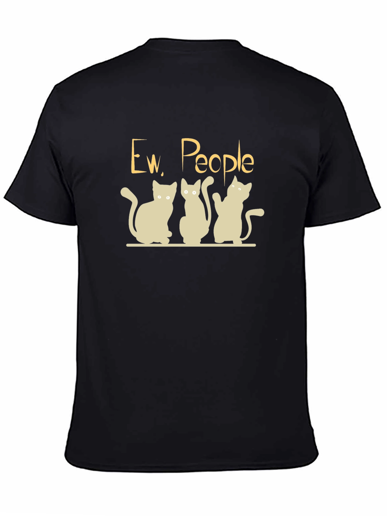 Black Ew People Cats Graphic T-Shirt - Black view 4