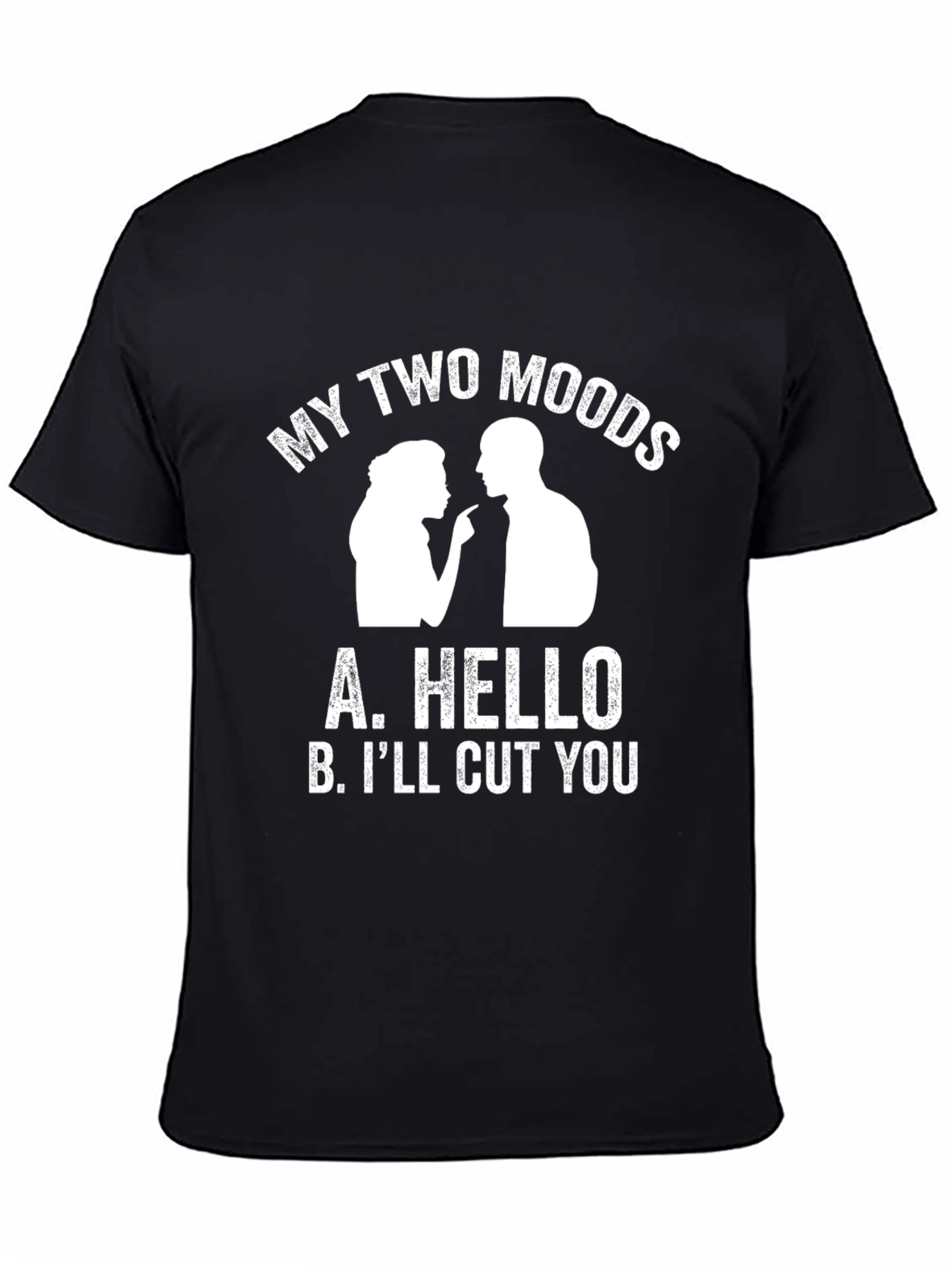 Black My Two Moods Graphic Tee - Funny Sarcastic T-Shirt view 4